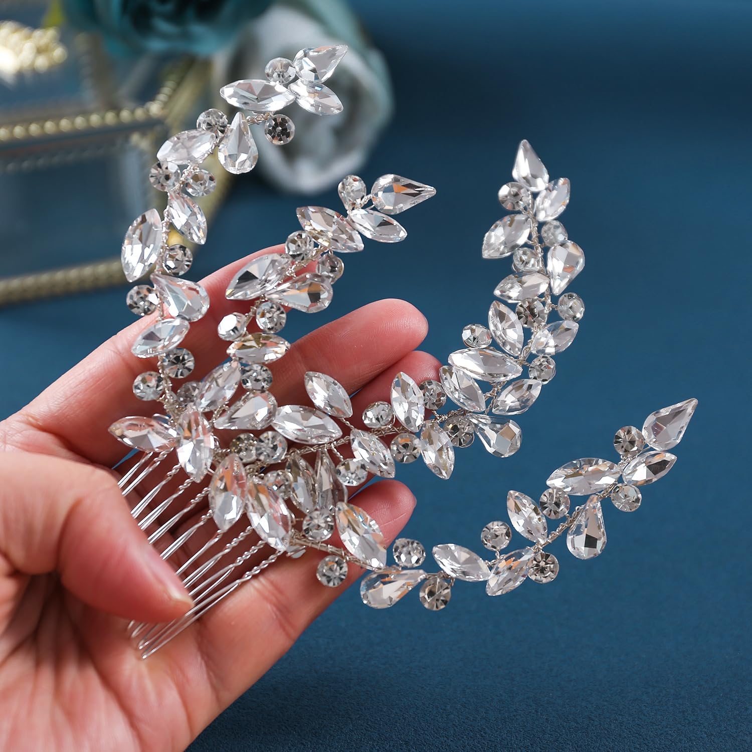 Wedding Hair Comb Bridal Headpiece Handmade Rhinestone Bride Hair Accessories for Women and Girls