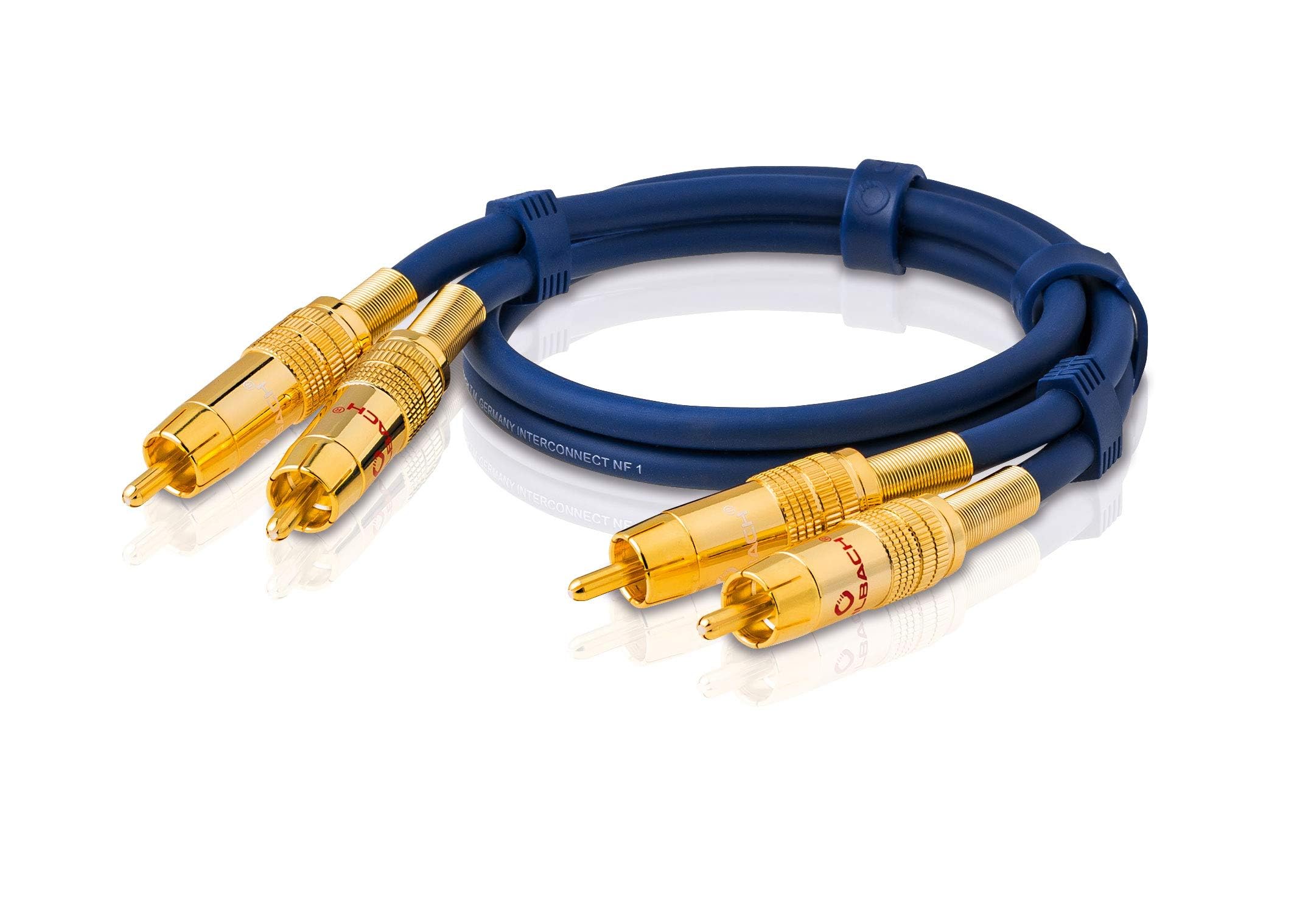 Oehlbach NF 1 Master 500 - Hervorragendes analoges Stereo Audio-Cinchkabel - 2X Cinch/2x Cinch, Vollmetallstecker, Schirmung - 5 m - blau