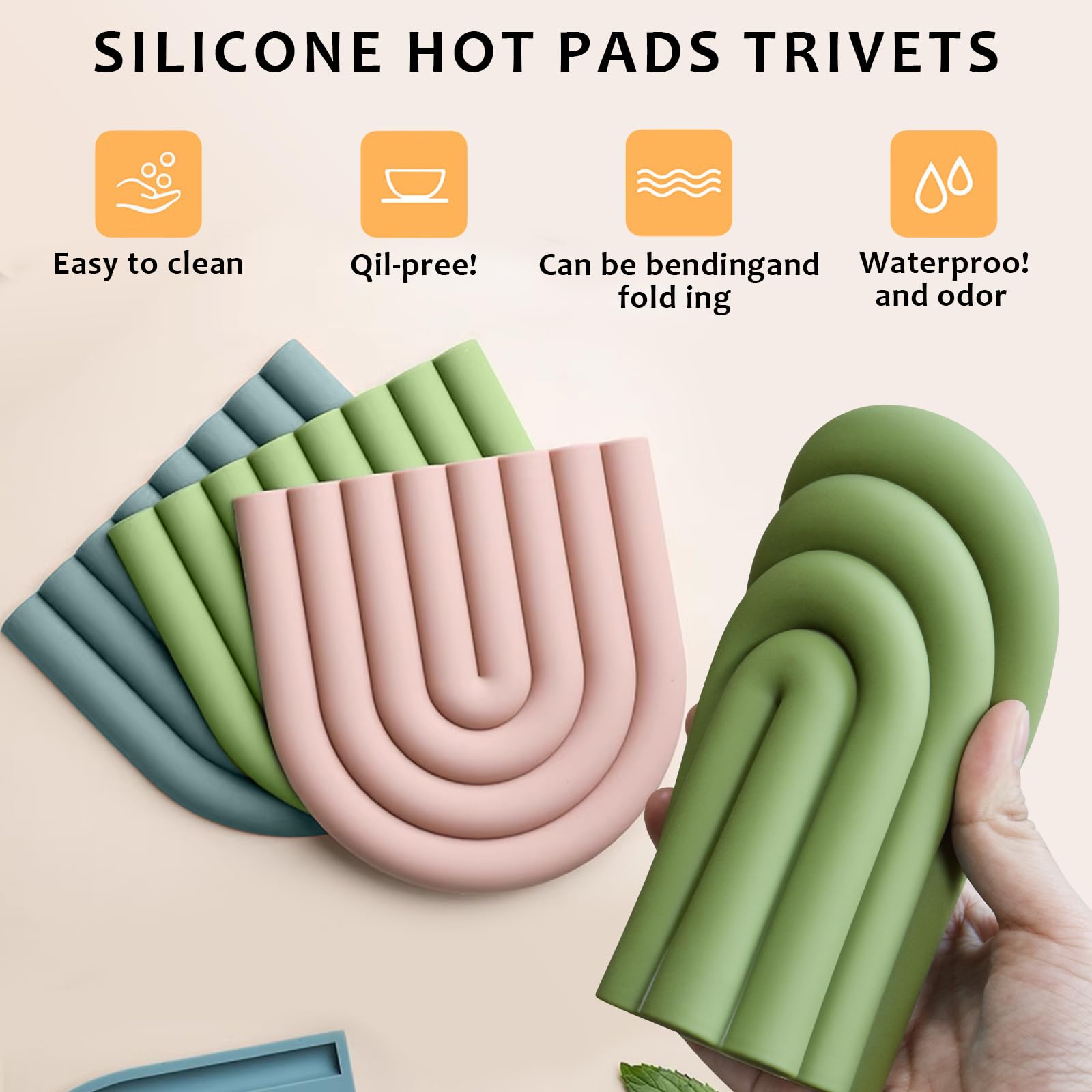 Tarocat Tapis De Dessous De Plat En Silicone, 2 Pièces Arc En Ciel