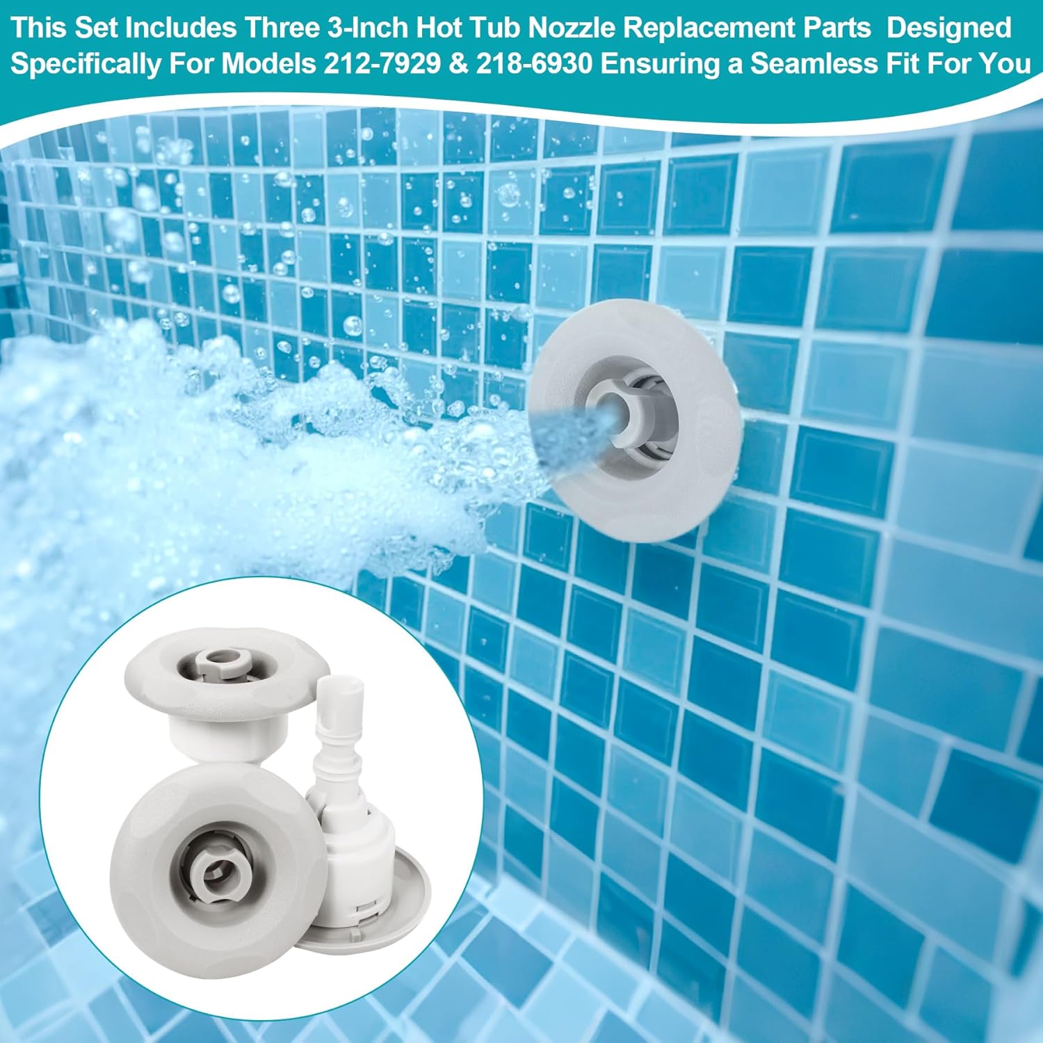 SuperDi Spa Hot Tub Mini Storm Jet Internals 3" Face Sliver 212-7929 218-6930 3-Pack