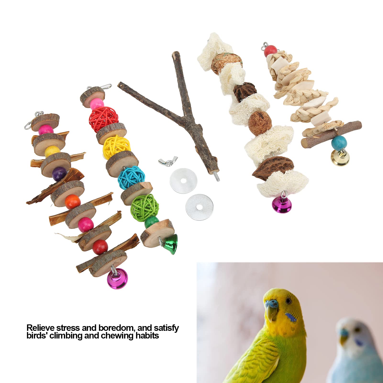 Columpio para loros, juguete con soporte para loros, multicolor, alivia el aburrimiento para el gris africano para calopsitte para guacamayos