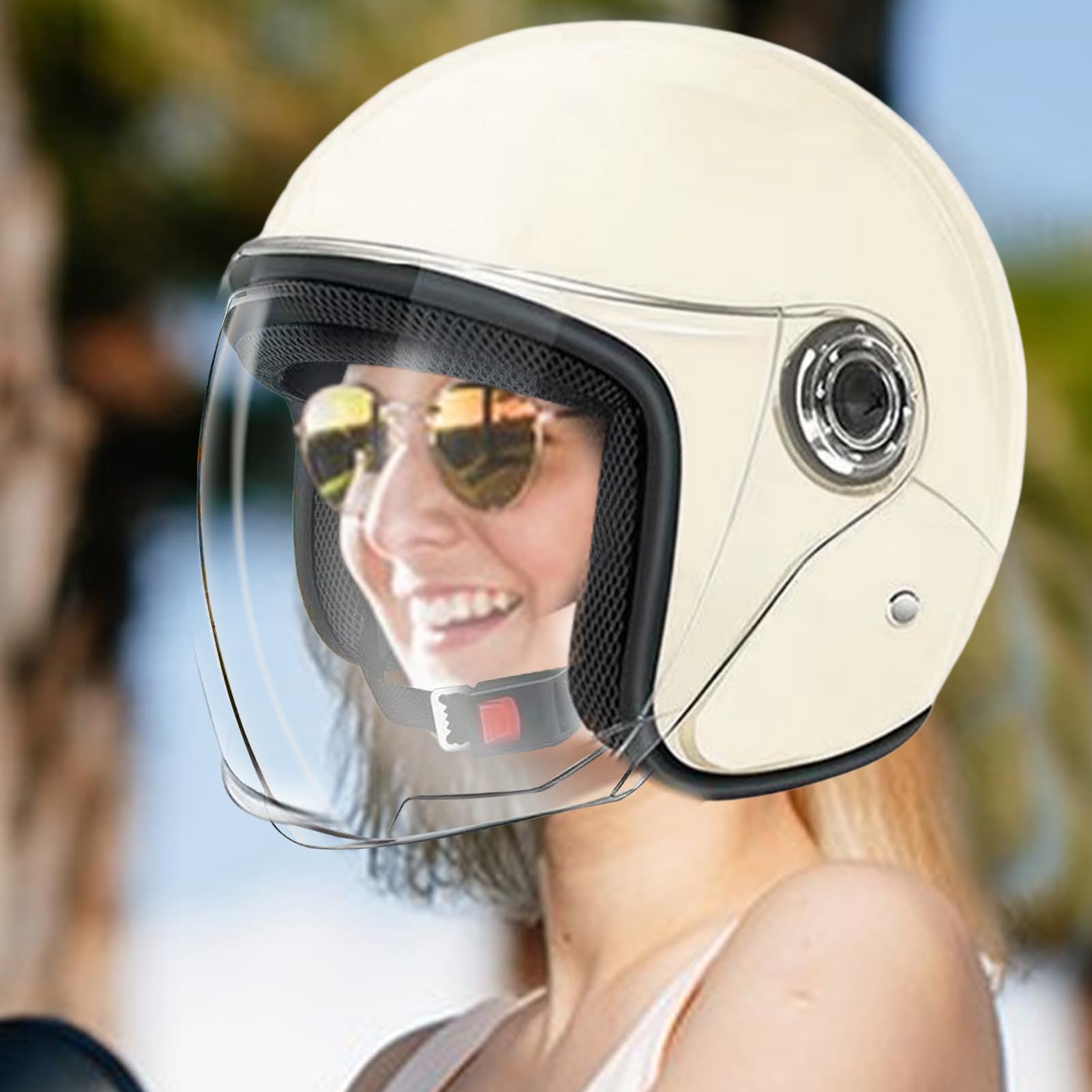 Caschi Motocicletta - Casco Moto Mezzo Viso,Equipaggio Protettivo Traspirante Con Visiera,Per Pendolarismo Avventura all'Aperto Scooter e Sportbike