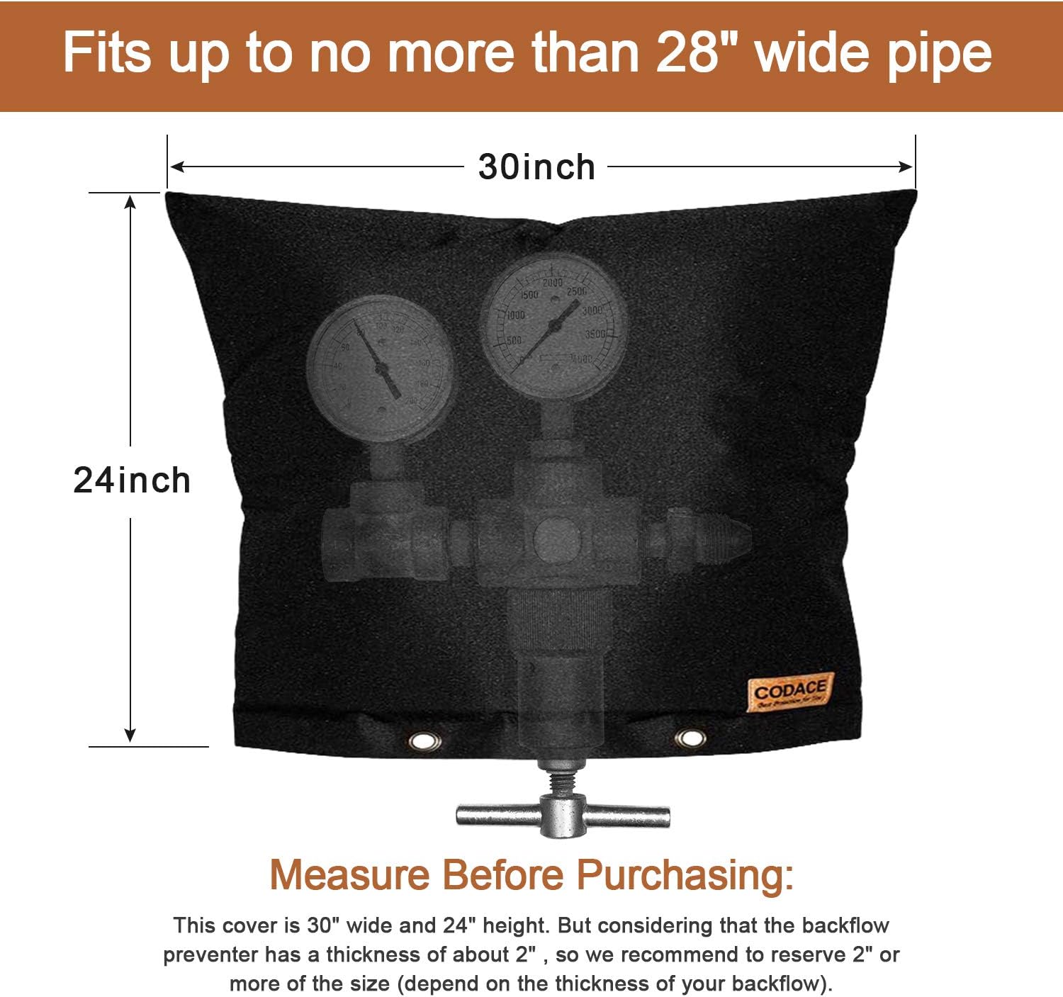 Backflow Valve Preventer Cover Insulation Pouch, Pipe Insulation Irrigation Sprinkler System Cover Backflow Freeze Protection, Irrigation Backflow Preventers Protection Insulated Pouch (30x24) - - 