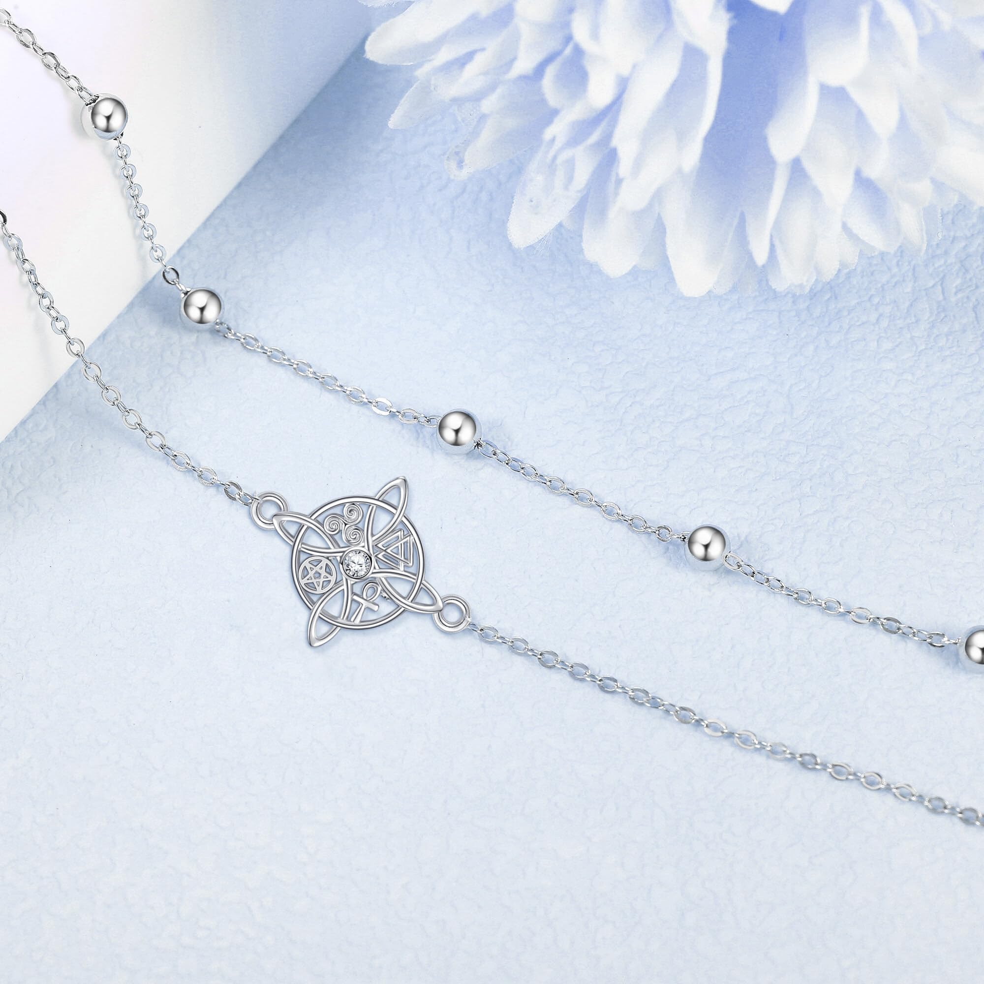 Elefante Tobillera Plata 925 Capas Tobillera Cangrejo/Evil Eye Elefante Joyería para Mujer