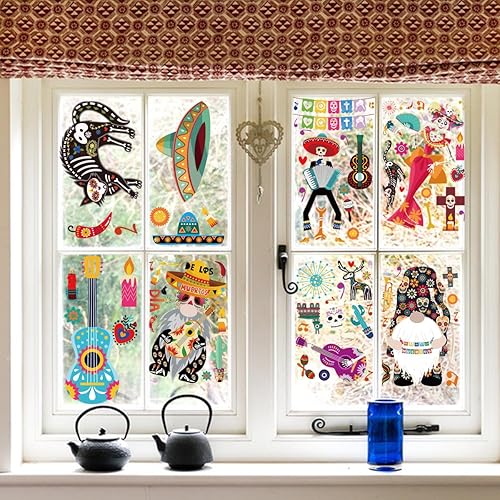 Miniatura 5 de Adhesivos de Halloween para ventana de niños, decoración de guitarra, decoración de pared, decoración de guitarra, decoración de pared, decoración