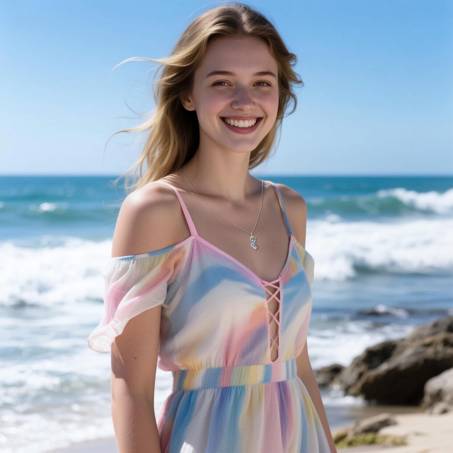 Fenthring Sea Turtle Necklace for Women Sterling Silver Infinity Pendant Ocean Wave Jewelry Christmas Mothers Day Gifts for Mom - Image 7