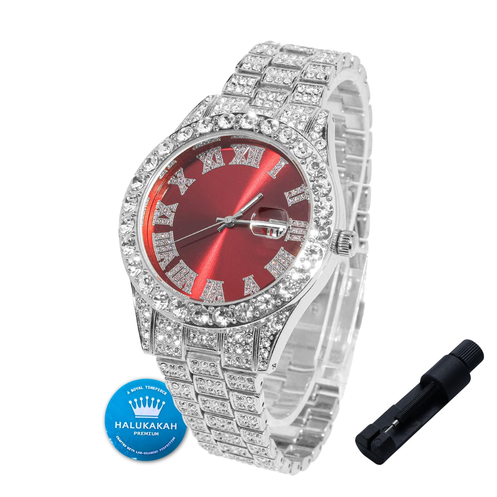 Montre En Or Avec Diamants Iced Out Pour Garçons Ados Enfants - Plaqué Or 18K, Cadran 42mm, Quartz Japonais - Cadeau Parfait Anniversaire