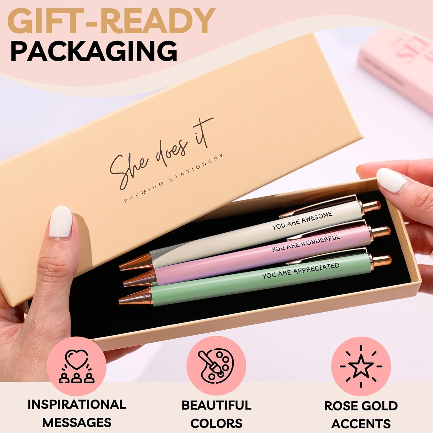 Fancy Pen Set For Women - Inspirational Nice Teacher Pens | Pretty Motivational Thank You Gifts | Cute Positive Work, Office, Promotion, Coworkers, Intern, Gratitude & Job Motivation Gift - Image 5