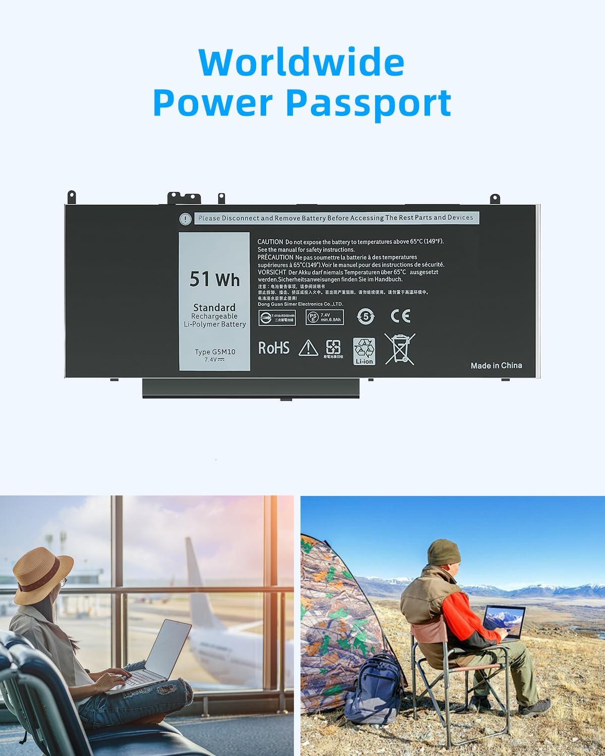 68WH GJKNX 7.6V Battery Replacement for Dell Latitude 5480 5580 5490 5491 5580 5590 5591 5280 5288 5488 5491 5495 E5480 E5580 E5490 E5590 Precision High Performance