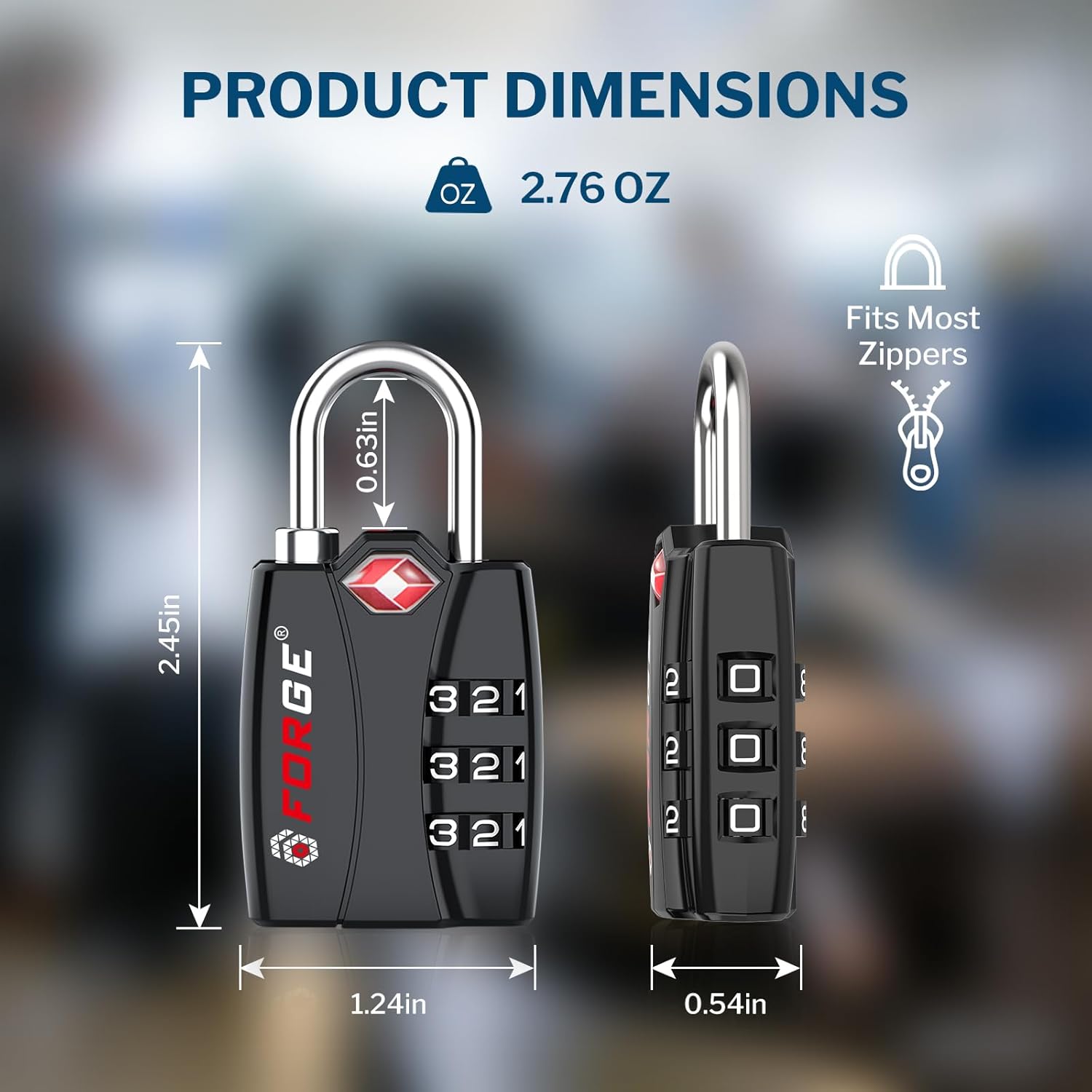 Forge TSA Luggage Combination Lock - Open Alert Indicator, Easy Read Dials, Alloy Body- Ideal for Travel, Lockers, Bags (Black 4PK) - Image 4