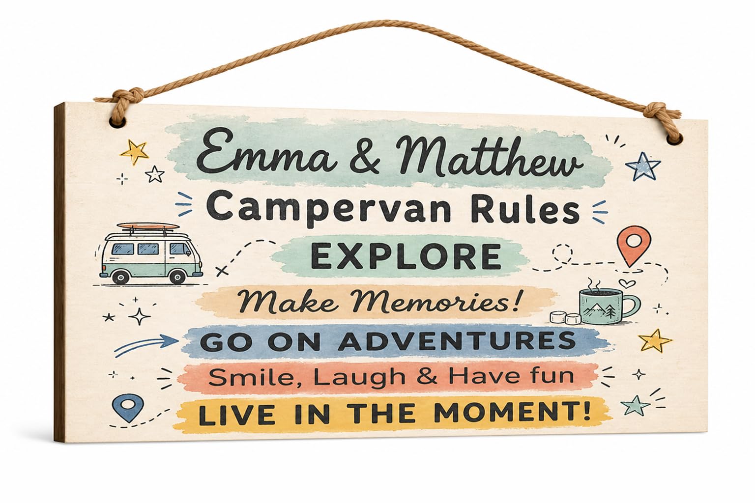 Personalised Campervan Rules Plaque Custom Camper Van Sign 20x10cm