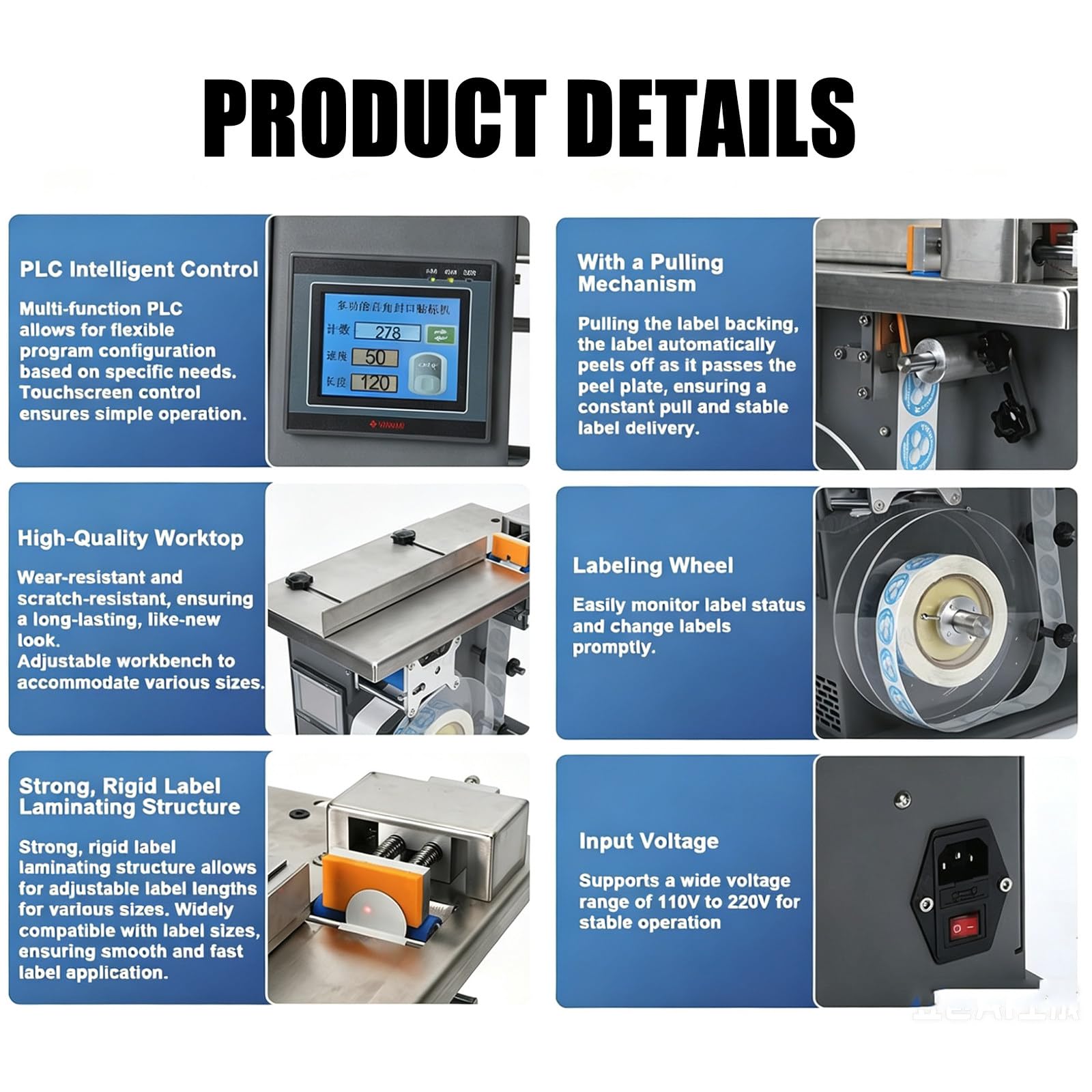 Applicatore automatico di etichette angolari, etichettatrice per scatole piccole, 15-30 pezzi/min, 200 W, per prodotti Φ15-30 mm, leggero