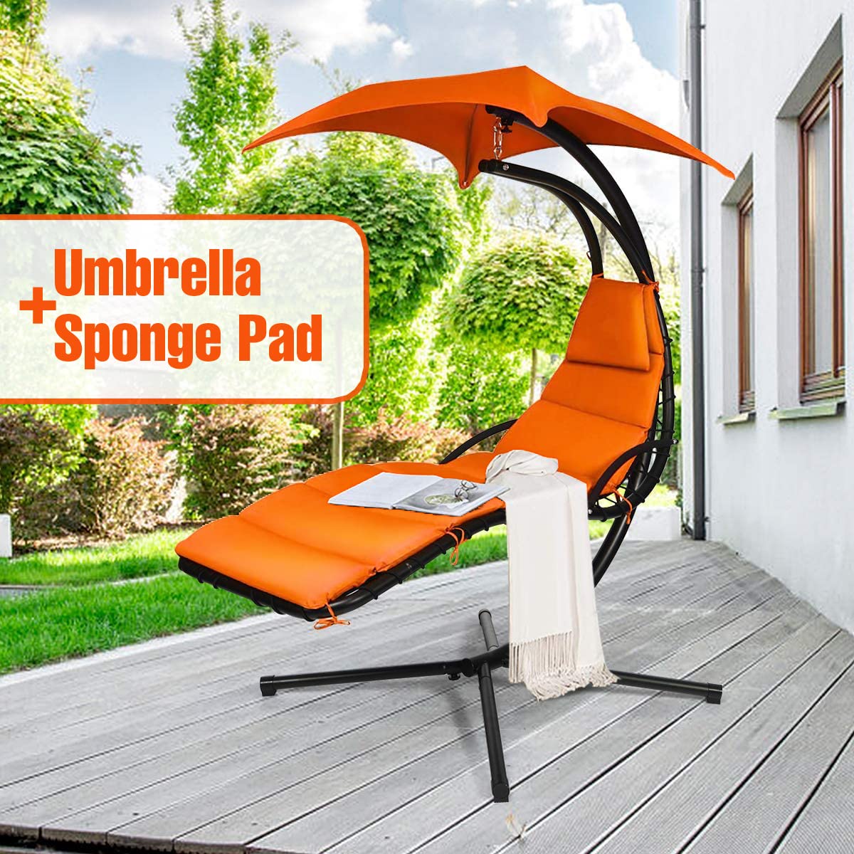 Outsunny Chaise Longue D'extérieur Avec Coussin, Chaise Longue