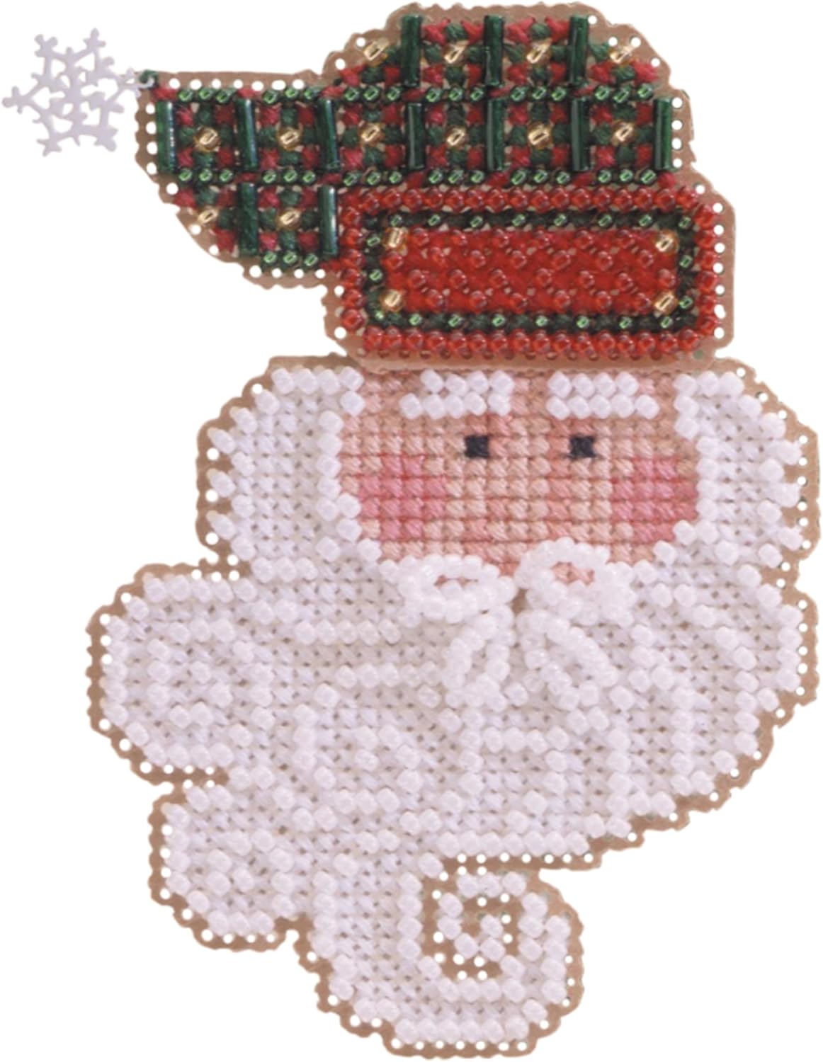 Joyful Santa Beaded Counted Cross Stitch Ornament Kit Mill Hill 2002 Charmed Santa Faces MHCSF33