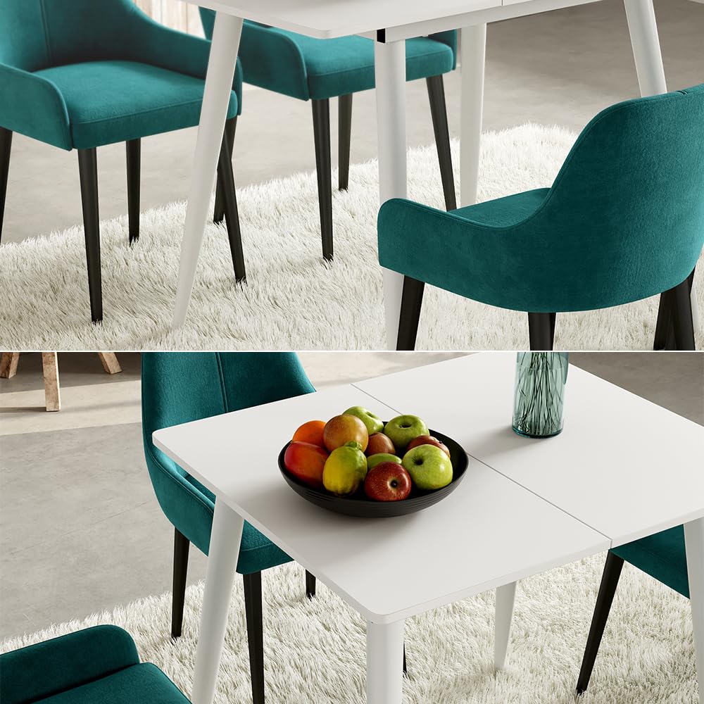 Vicco Mesa de Comedor Beaver, Blanco, 80-110 x 70 cm | Extensible, para uso flexible como mesa de comedor o de trabajo