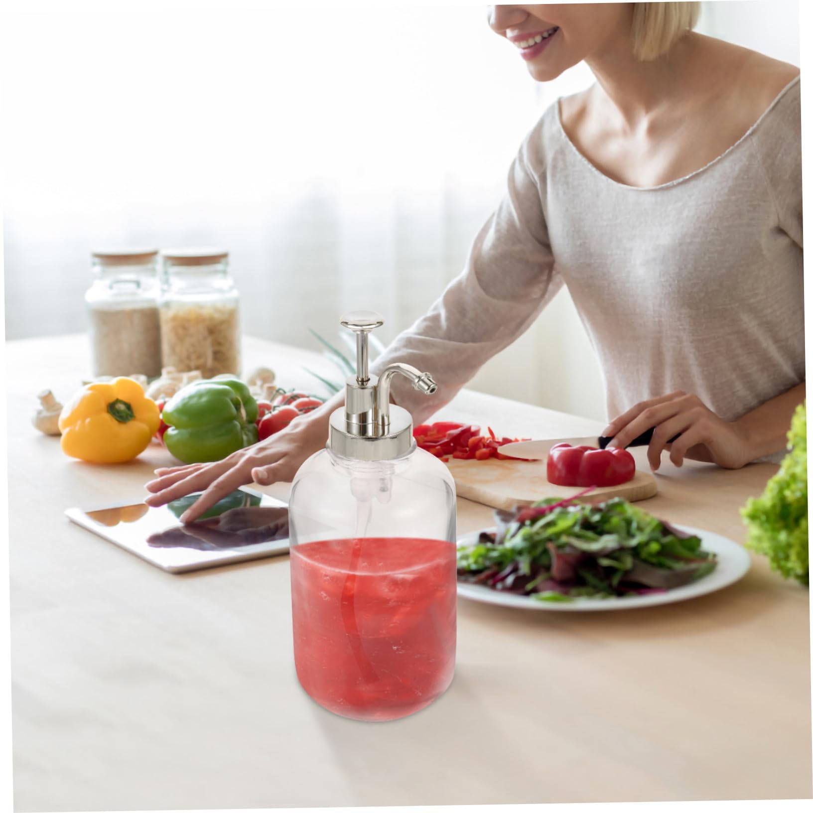Alipis Dispenser Sciroppo in Vetro con Pompa in Riutilizzabile per e Compatto e Trasparente per e Bar