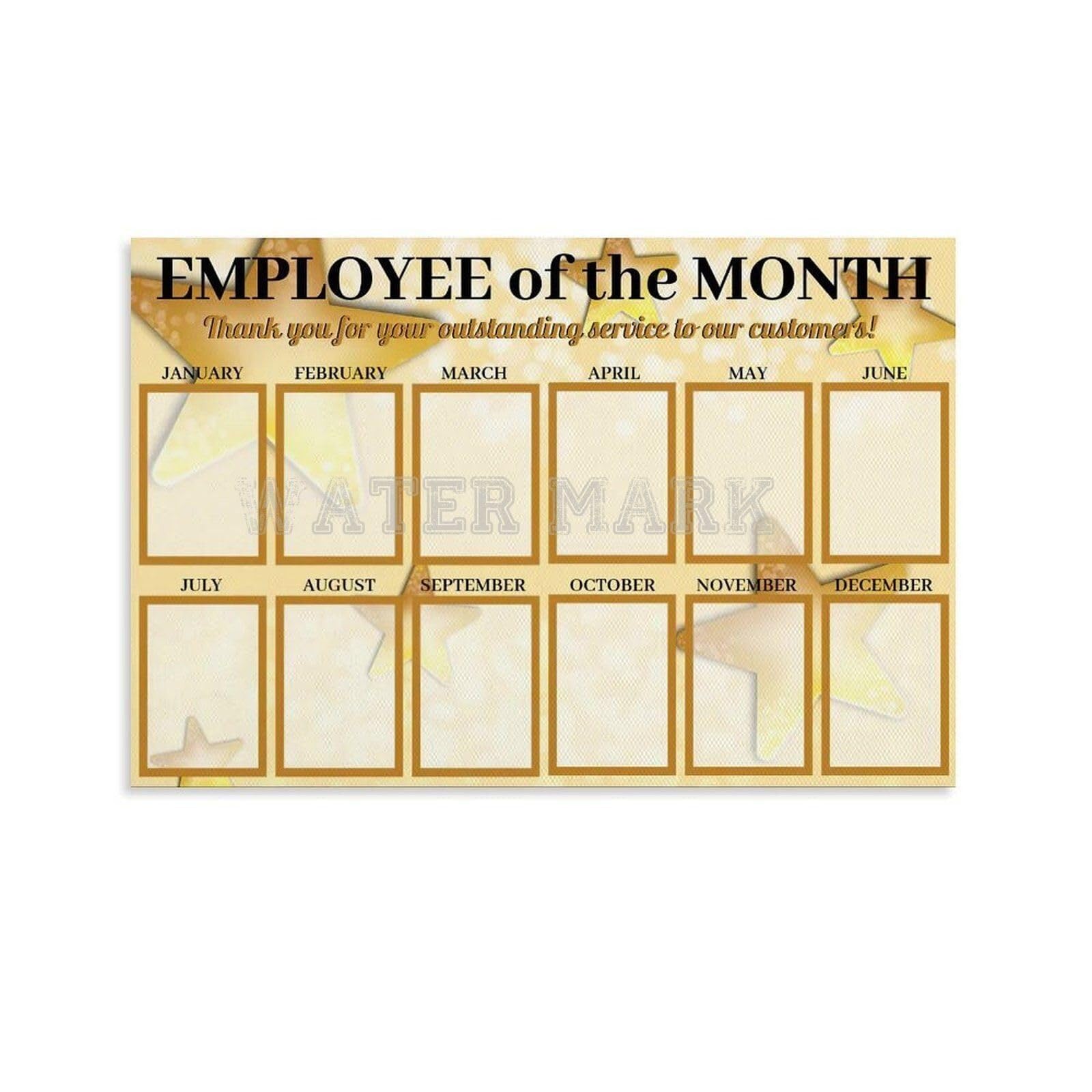 poster Employee Appreciation Poster, “Employee of the Month” Fill-in Award with Stars, Office Wall Decor for Bulletin Board, Team Room or Reception(Framed,16x24inch(40x60cm))