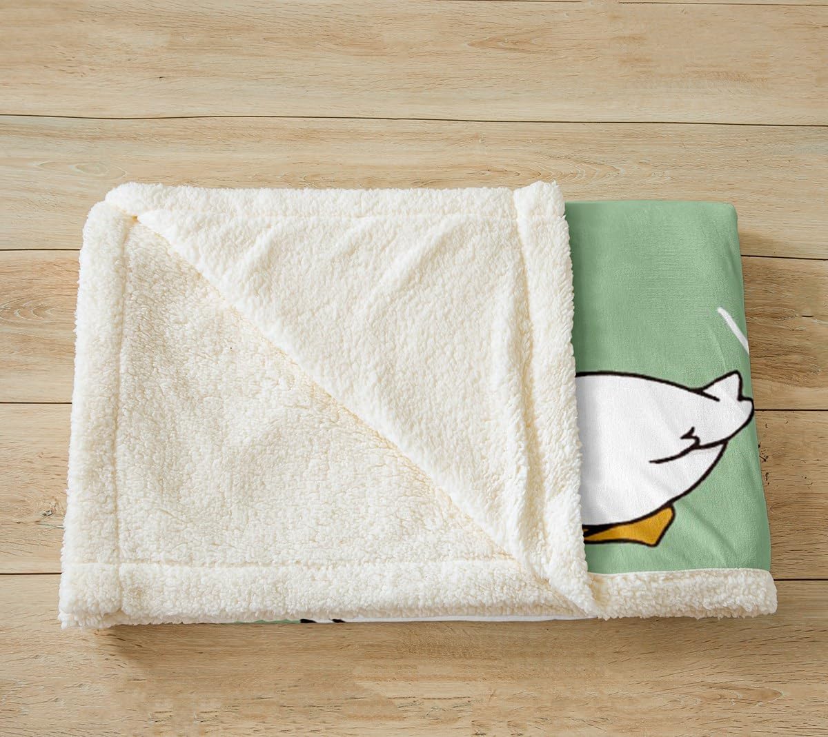 Homewish Cartoon Duck Throws Blanket,Cute Farmhouse Livestock Animal Sherpa Blanket for Girls Teens, Lovely Green Natural Themed Microfiber Fleece Blanket Room Decor, Throw Size (50 x 60 Inch)
