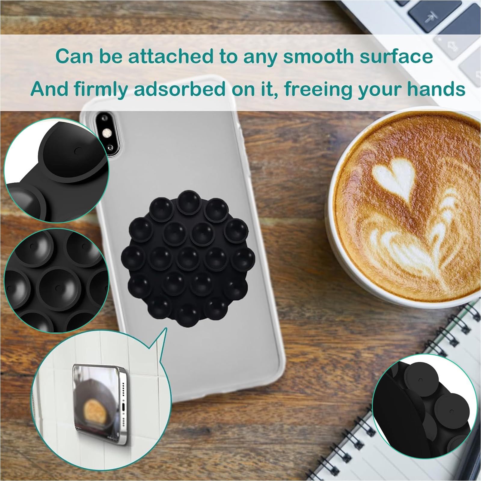 KAYEF 14 Ventose Porta Cellulare In Silicone – Supporto Multiuso Per Auto, Vetro, Superfici Lisce (Forme E Colori Misti)