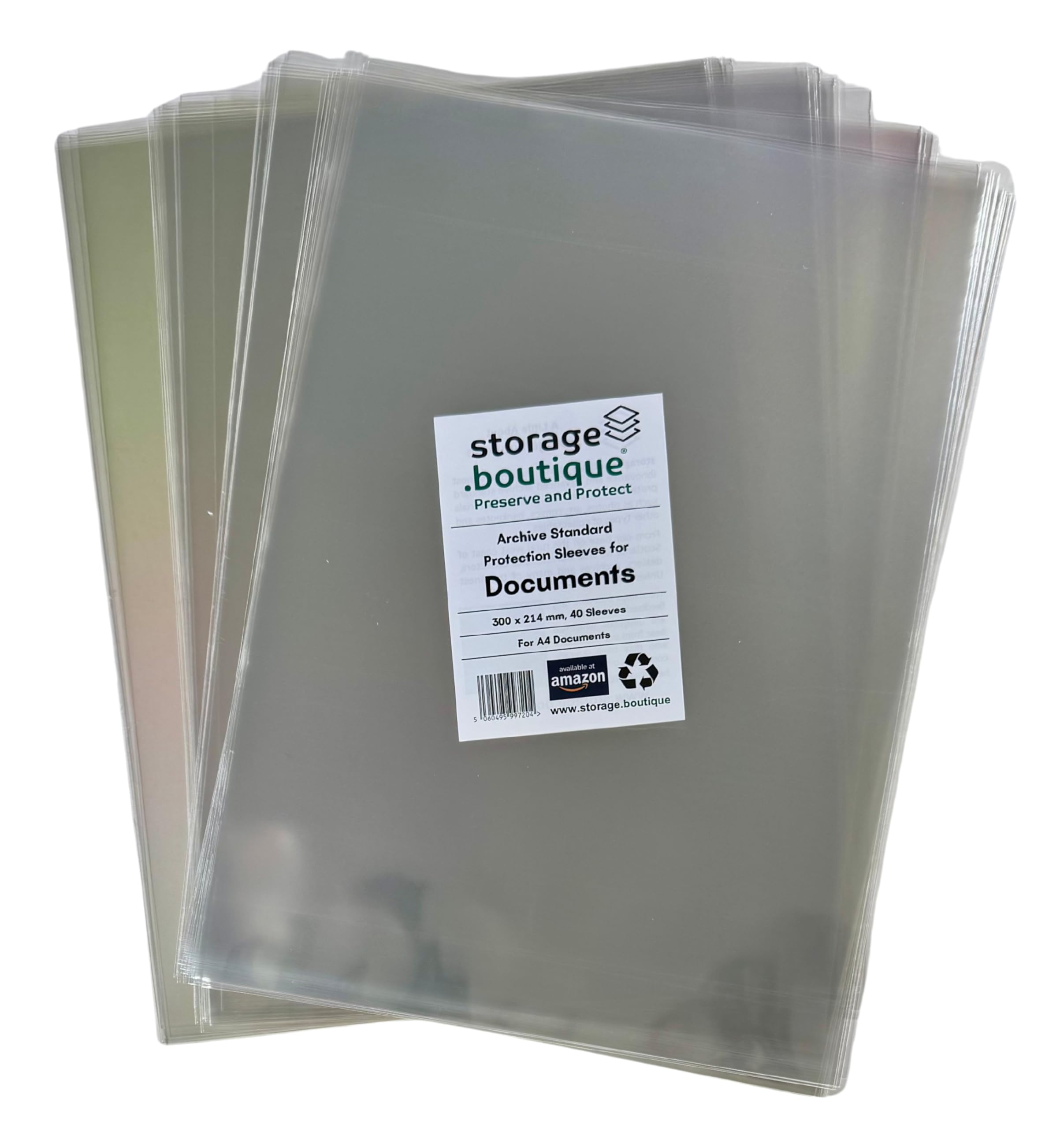 storage.boutique Document/Paper Ephemera Protection Sleeves, Archive Standard, Acid Free, A4, 300 x 214 mm, 40