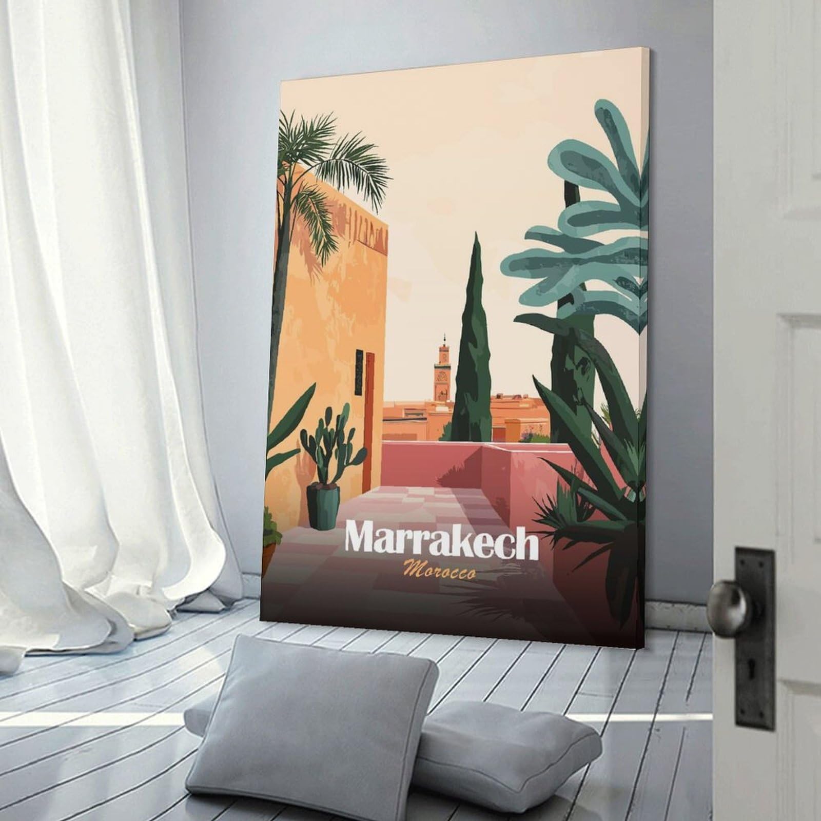 Junmoney Marrakech Cityscape Wall Decor Canvas Print 20x30inch(50x75cm), for Study, Office Or Apartment Decor, A Wall Art Gift for Fresh Interiors