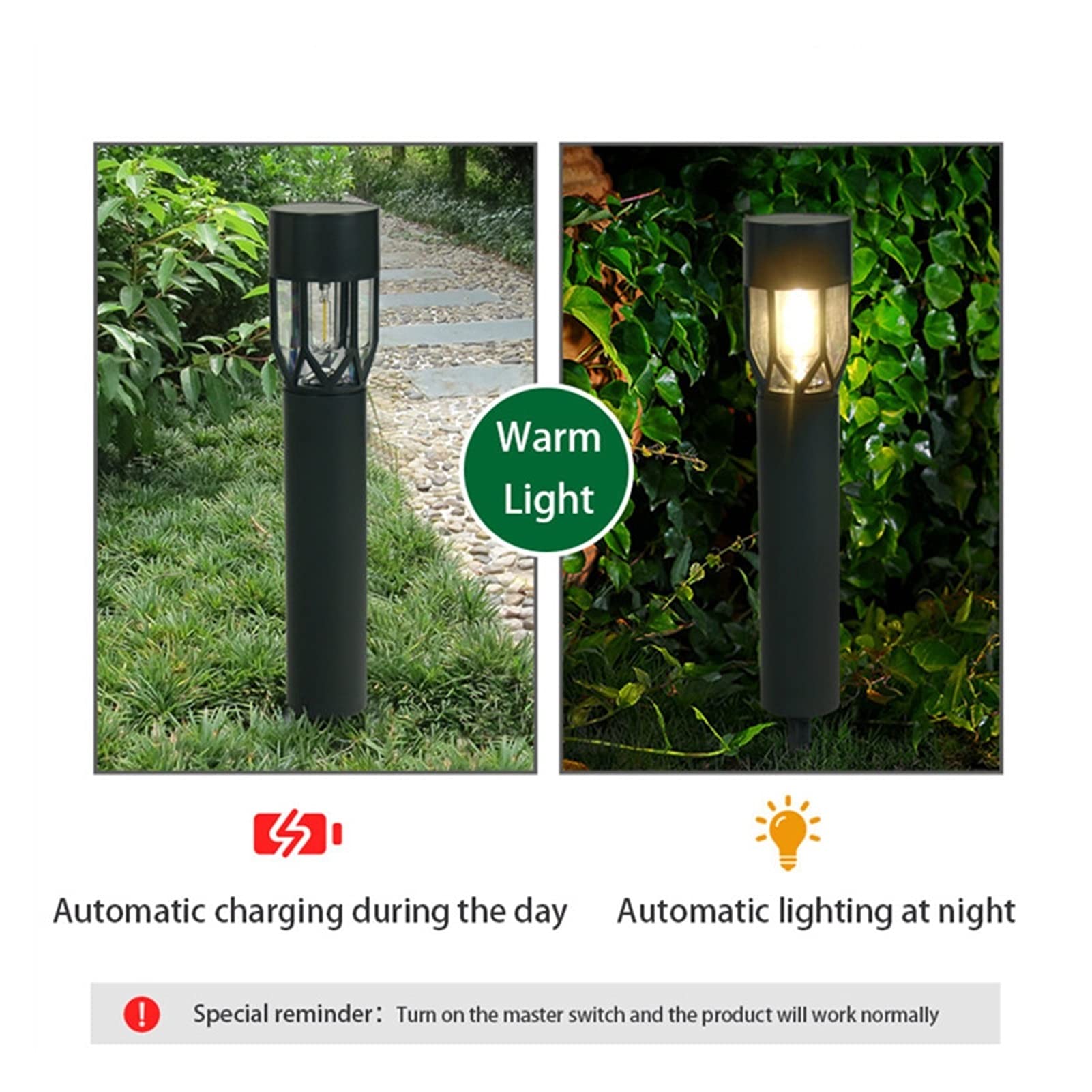 caihuashopping Luces Jardín Energía Solar césped luz decoración al Aire Libre led jardín iluminación iluminación cilíndrica diseño Luces Impermeable jardín césped lámpara iluminación Luz de Césped