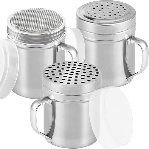 CUSINIUM [Set of 3] 10oz Stainless Steel Dredges With Handle