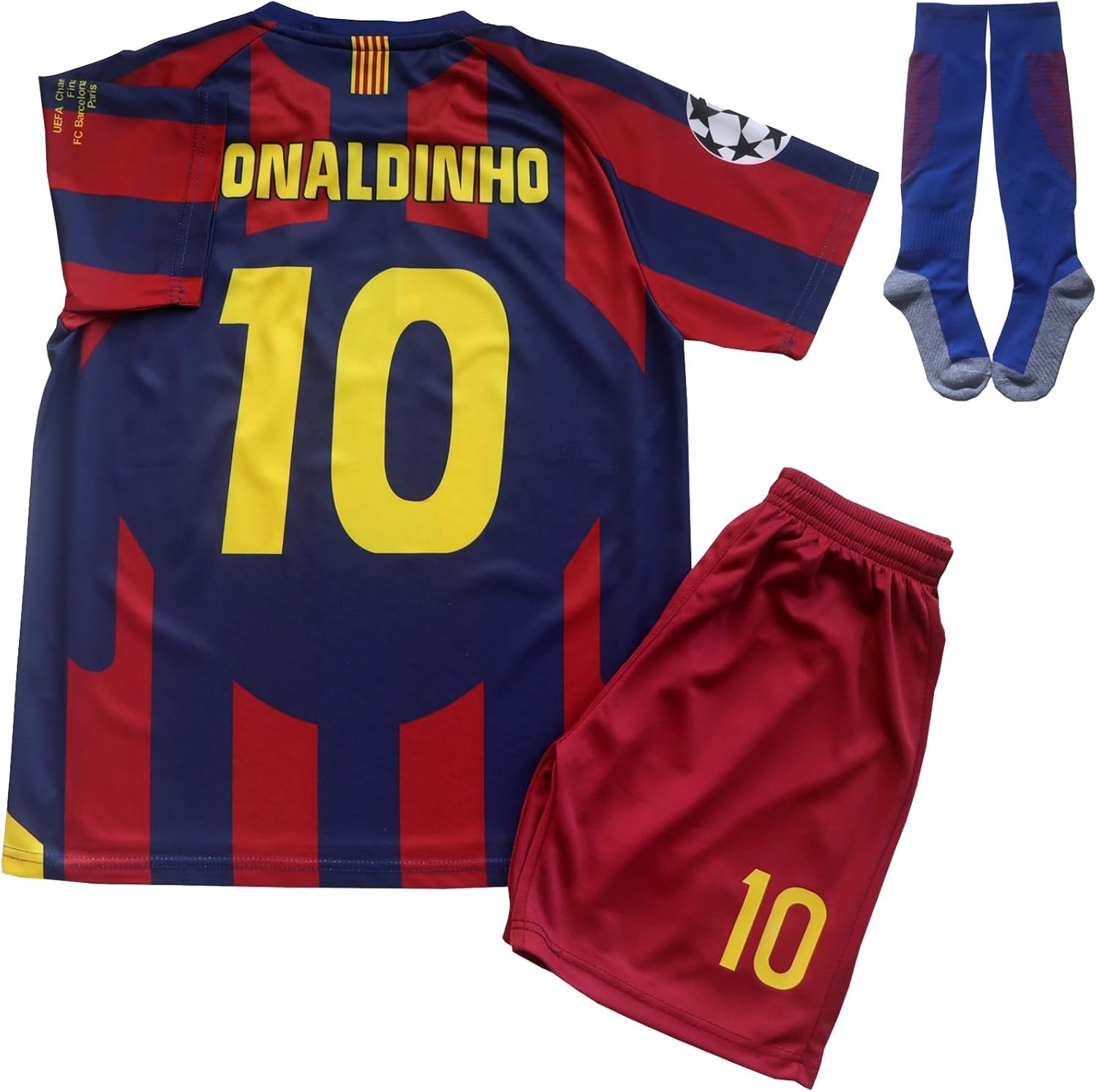 #10 Leo,Ronaldinho Nostalgia Football Soccer Kids Jersey Shorts Socks Set Youth Sizes