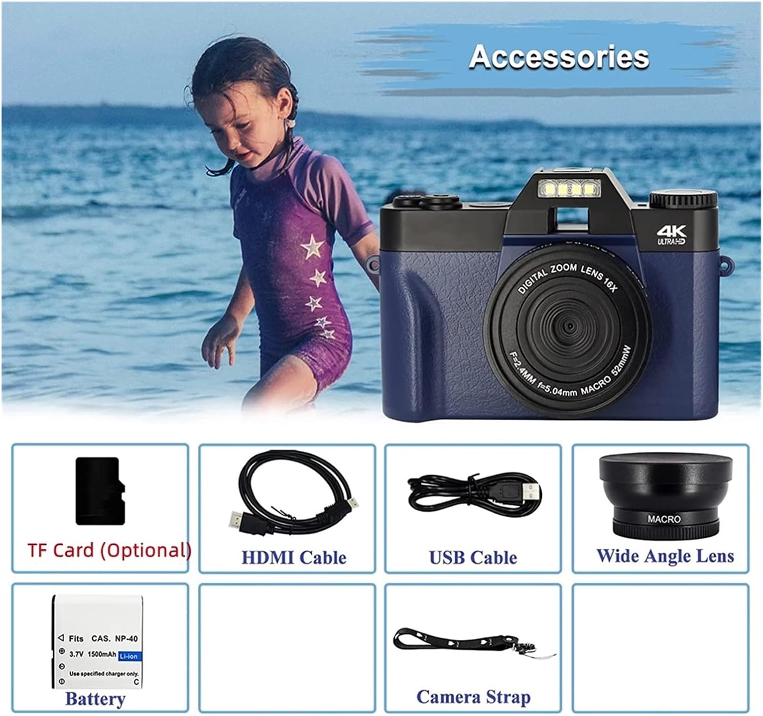 デジカメ マクロレンズ 4 K ビデオカメラデジタルカメラ写真撮影 48MP 広角 Vlog レコーダー WIFI ウェブカメラ 3