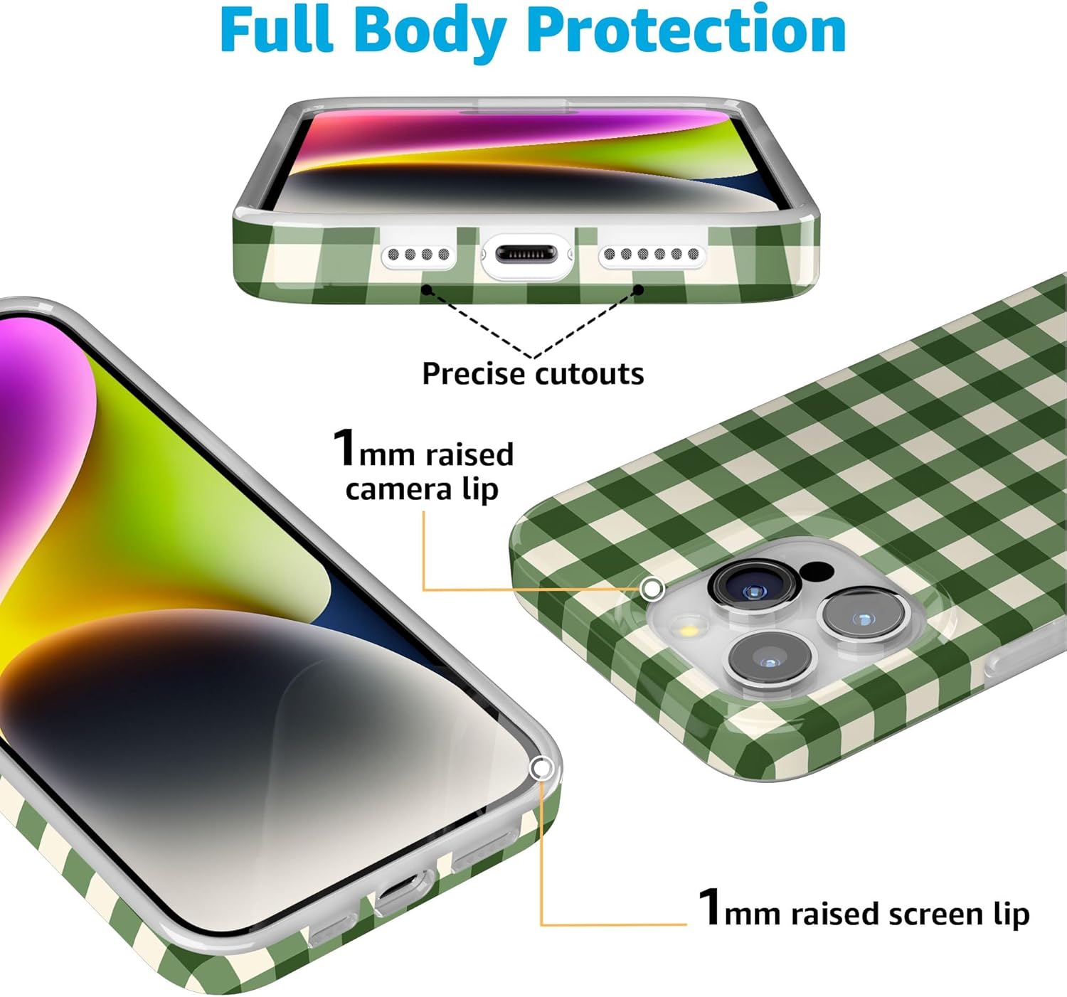 Casely iPhone 15 Pro Case | Checked Twice | Green Plaid | Compatible with MagSafe | Classic Ultra Thin Design