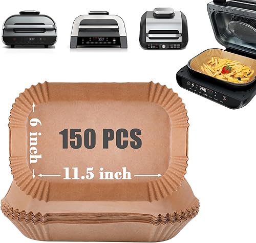 GOAUS Forros de papel pergamino 150 piezas para Ninja Foodi Smart XL, forros para freidora de aire, accesorios rectangulares desechables para