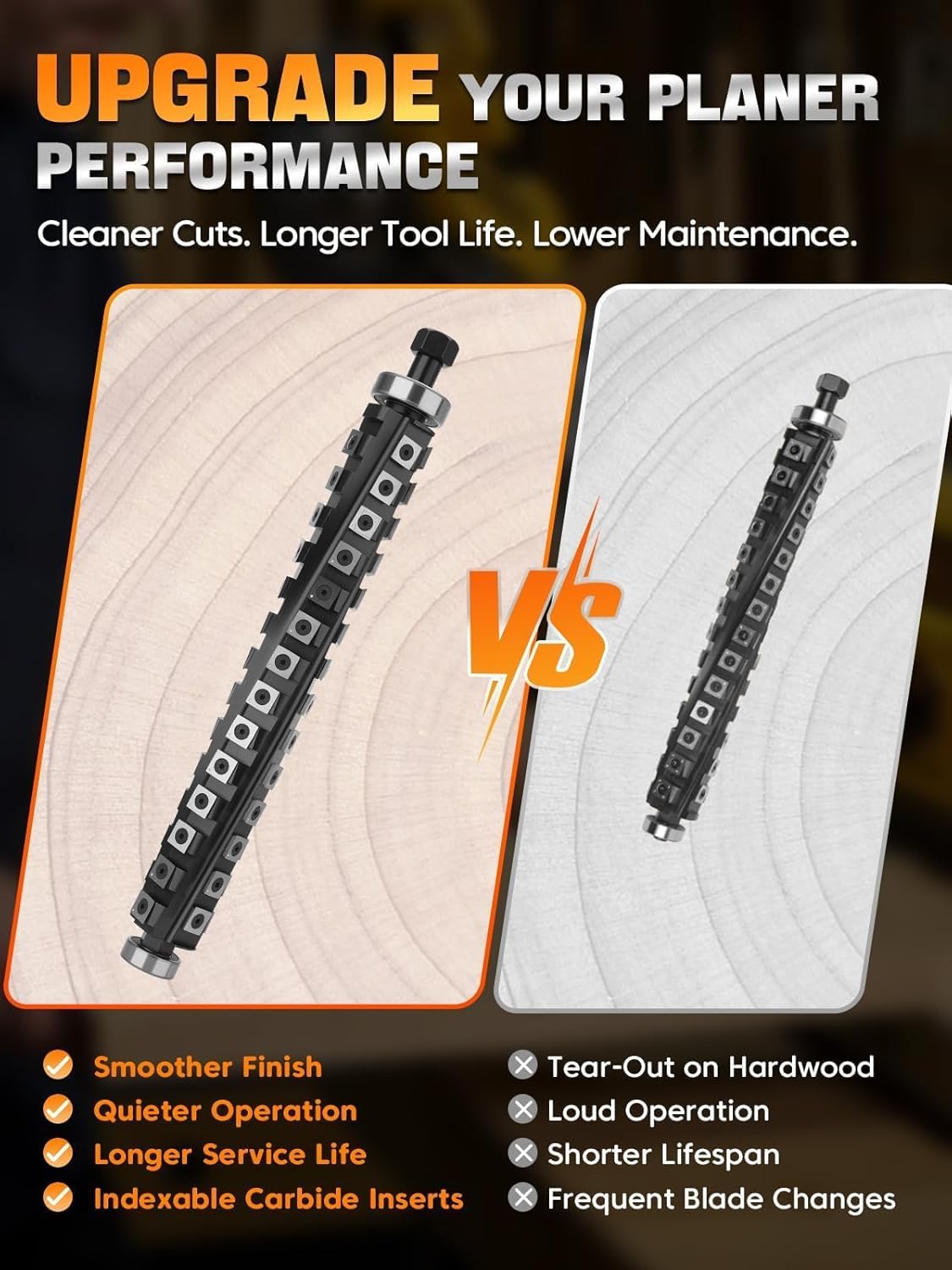 Upgrade 13 Inch Spiral Helical Cutterhead Compatible with DW735 DW735X Thickness Planers, Cutter Head with 4 Rows 56 Carbide Inserts, Pre-Installed Bearing, 4 Spare Carbide Blades, Screws & T Wrench