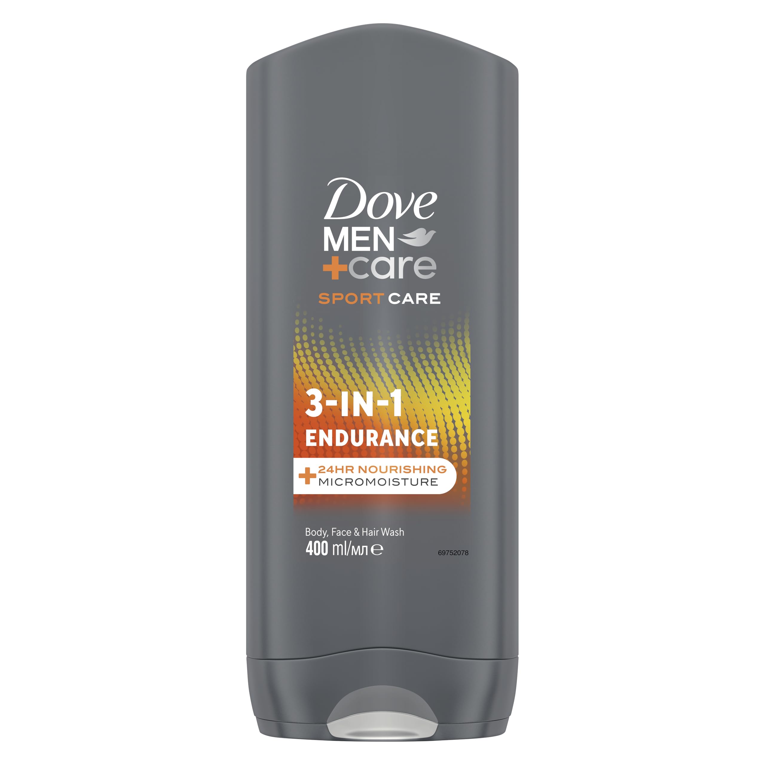Dove Men's Grey +Care 'Hair, Face & Body Wash', 3 In 1 Endurance,6X400ml In