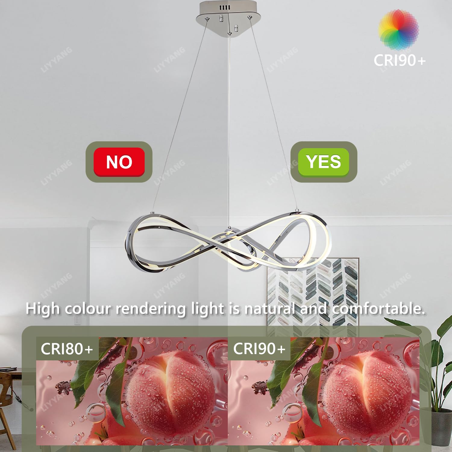 Kronleuchter Esstisch LED Pendelleuchte Esszimmer mit Fernbedienung Dimmbar Moderne Hängeleuchte Esszimmerlampe hängend Höhenverstellbar Esstischlampe Bürolampe Schreibtischlampe (Chrom, Φ55cm 55W)