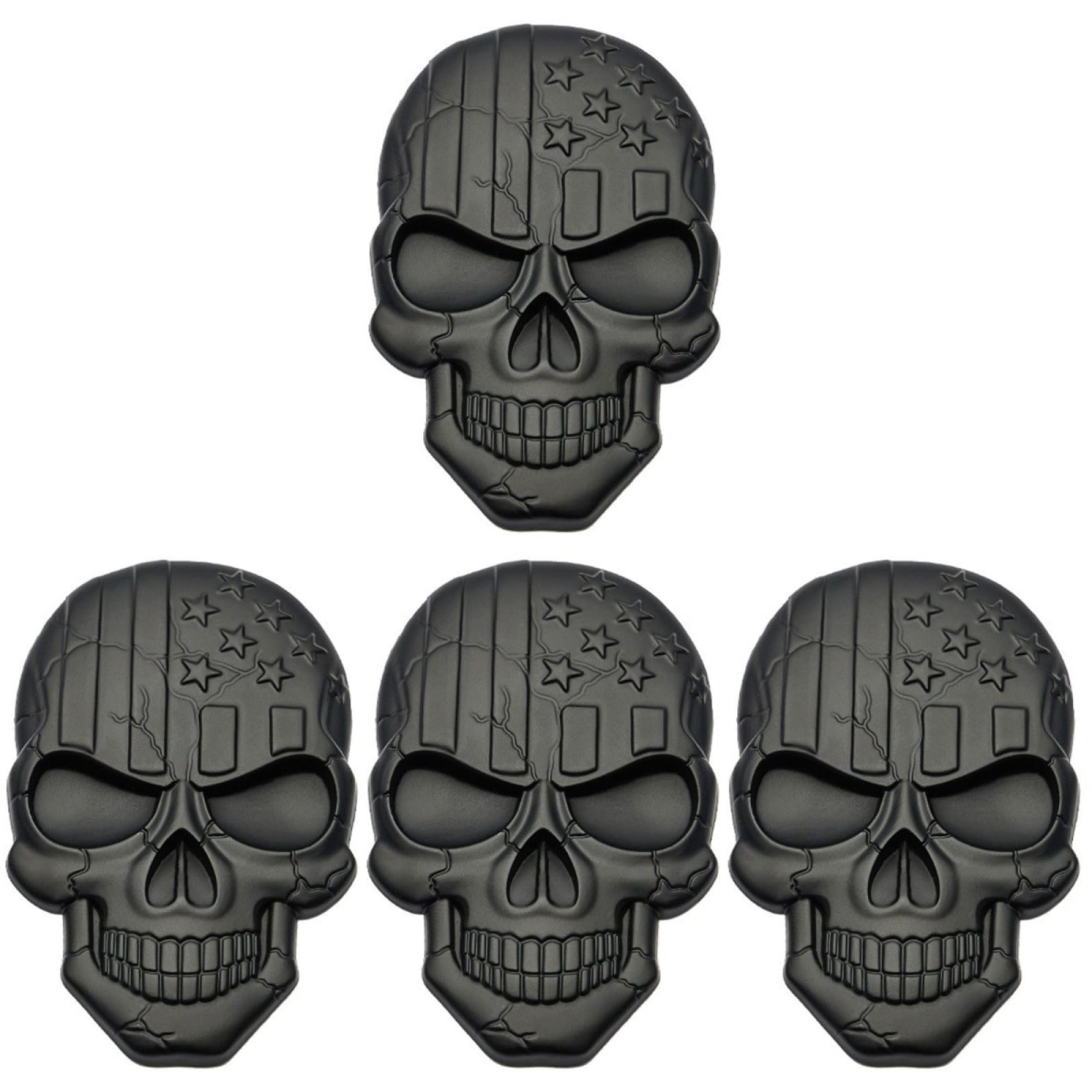 4 calcomanías de calavera 3D y emblemas de esqueleto negro para coche 8