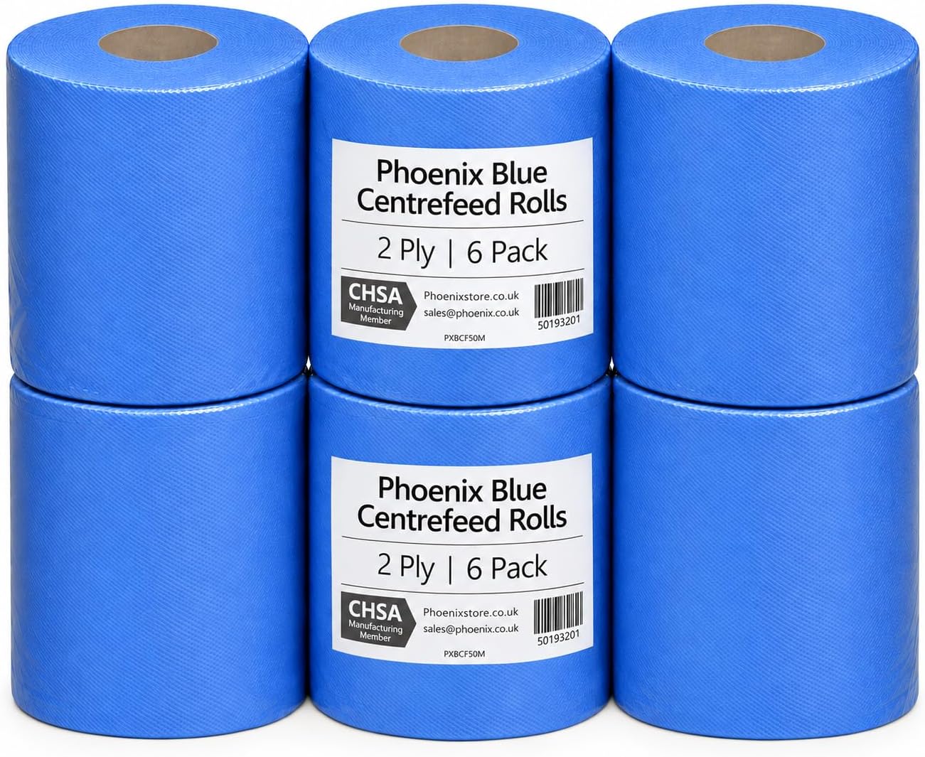 Blue Roll 2 Ply – Centre Feed Paper Towel Roll | 12 Pack | Strong, Absorbent Cleaning Roll for Kitchen, Industrial & Commercial Use | Embossed Wipe Tissue for Dispensers