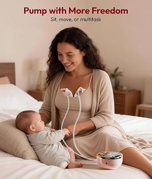 NCVI Wearable Breast Pump, in-Bra Hands-Free Electric Pump with Carry Case