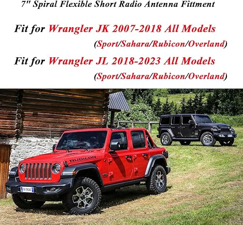 Miniatura 3 de Antena de radio corta para Jeep Wrangler JK JKU JL JLU Gladiator JT Rubicon Sahara Overland Sport 07-2024, recepción de radio AMFM optimizada, para