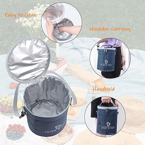 Miniatura 3 de Lonchera térmica para adultos, bolsa de almuerzo plegable a prueba de fugas con correa de hombro ajustable para el trabajo, oficina, picnic, playa,