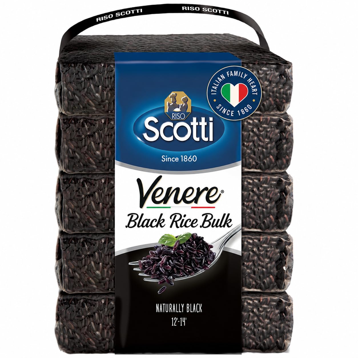 Riso Scotti Schwarzkornreis, Bulk 5,0 kg (5 x 1 kg), Produkt aus Italien, Venere, Premium-Qualität, wilder antiker Vollkornreis, Produkt aus Italien