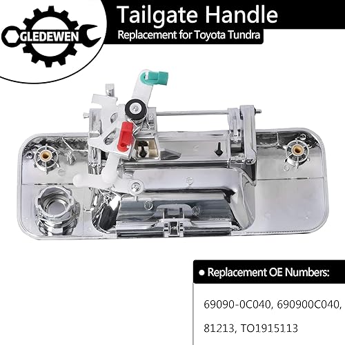 Vista 10 de Gledewen Manija de puerta trasera con cerradura para Toyota Tundra 2007-2013 Reemplaza# 69090-0C040, 690900C040, 81213 Negro