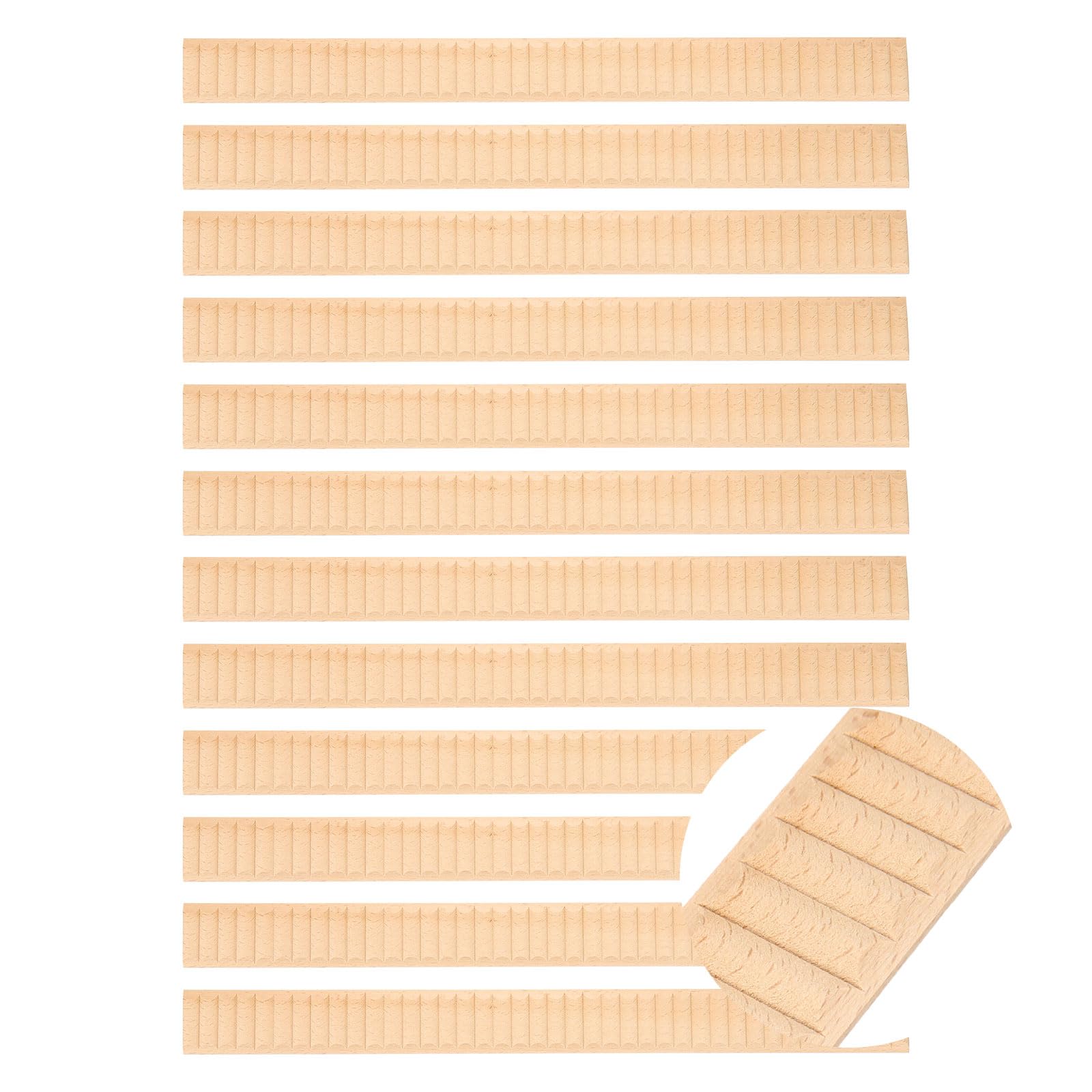 sourcing map 12Pcs 15.75" Decorative Wood Trim, Unfinished 3D Wooden Furniture Molding Trim for DIY Craft, Home Wall Cabinet Shelf Window Door (Wavy, 35mm)