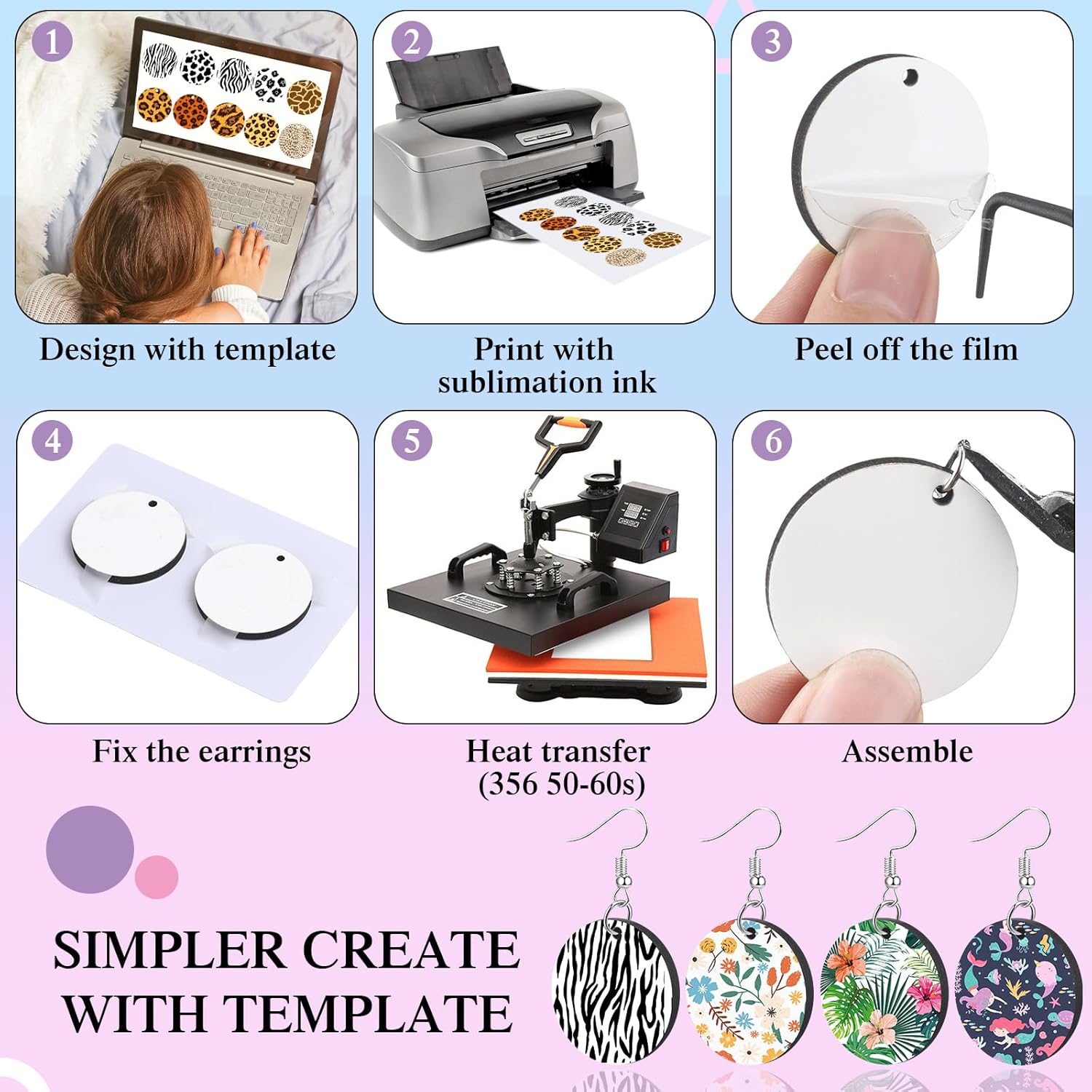 Riceshoot 800 Pcs Sublimation Earring Blanks Bulk with Hooks, Jump Rings, Plugs, Cards Holder and Transparent Packaging Bags Unfinished MDF Earring for DIY Making