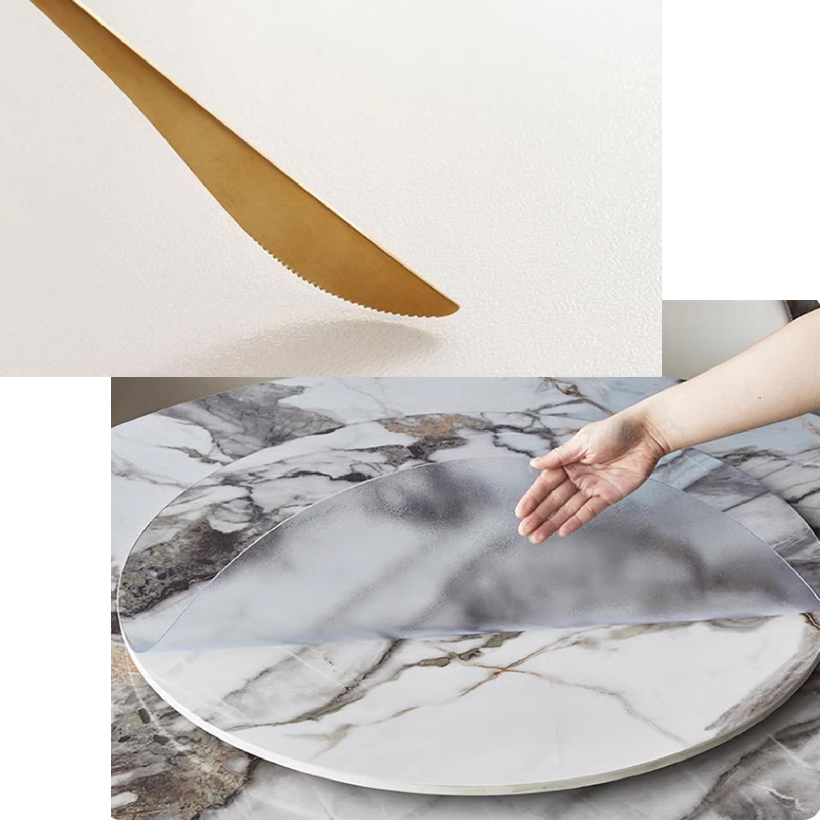 Tovaglia Rotonda in PVC Satinato Trasparente, Tavolo da Pranzo Rotondo Spesso 1 Mm, Cuscinetto Protettivo da Tavolo in PVC Trasparente Satinato Impermeabile (Diameter 140cm/55in)