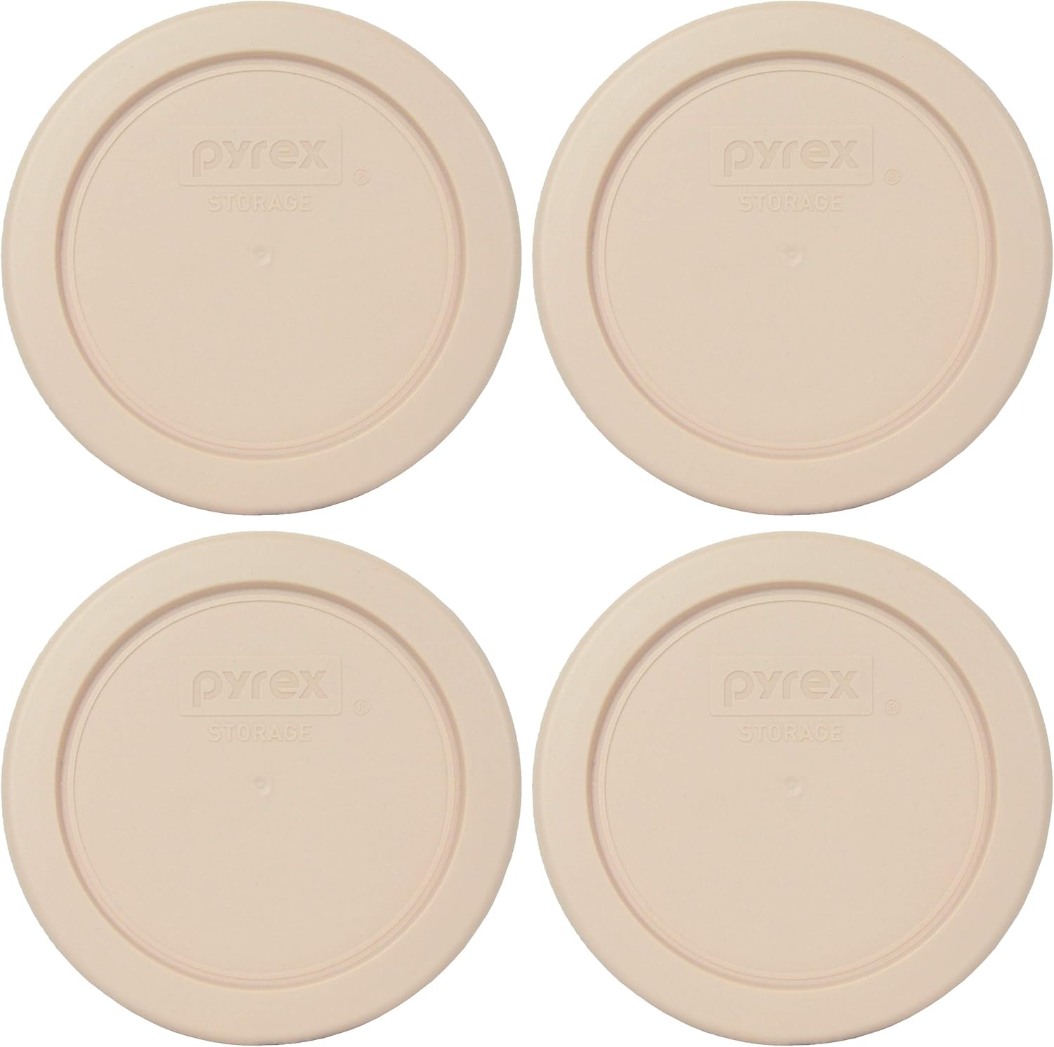 Pyrex 7202-PC 1-Cup Blush Food Storage Lid (4-Pack) - Made in USA | BPA-Free Plastic | Round Shape | Replacement Cover | Top-Rack Dishwasher Safe | Secure Seal