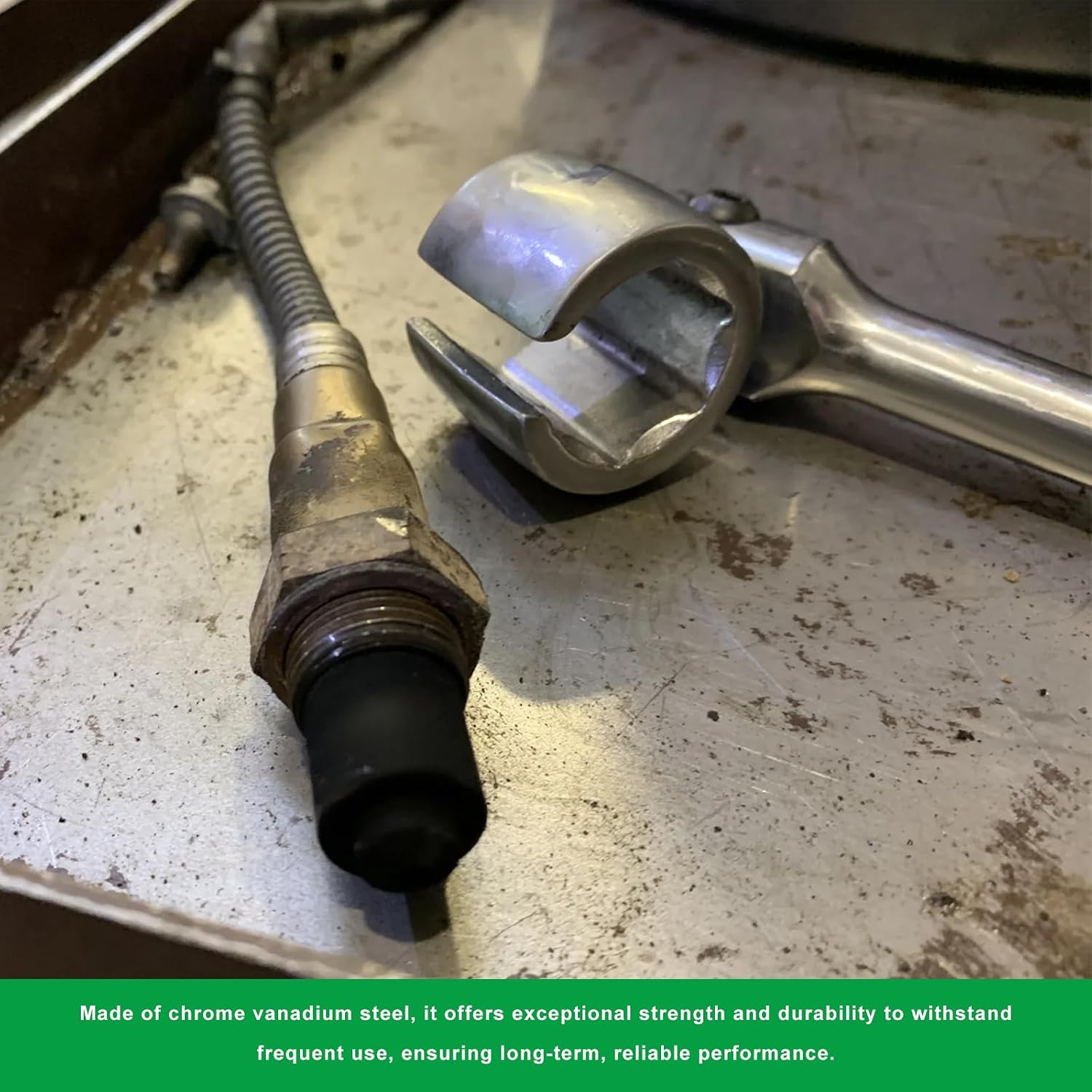 7/8" 22mm Oxygen Sensor Wrench, O2 Sensor Socket Removal Tool with Contour Handle & Flexible Head, Forged Steel Swivel Head Wrench for Oxygen Sensors Removal & Installation