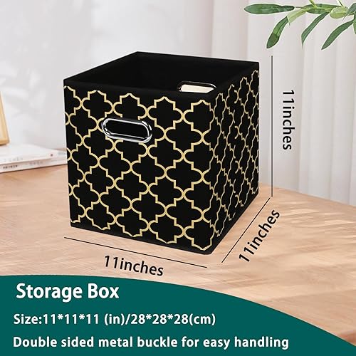 Vista 245 de Cubos de almacenamiento plegables negros, caja de almacenamiento de tela, cestas organizadoras con asas dobles para organizador del hogar