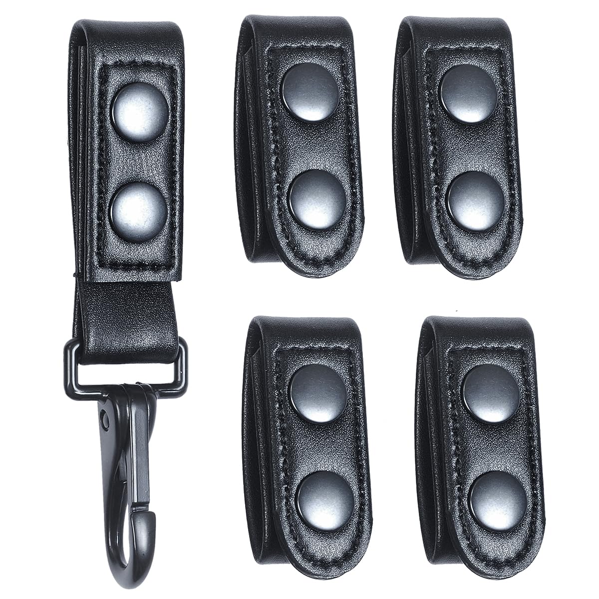 TAFTACFR Duty Belt Keeper with Double Snaps(Set of 4) +1 Keeper with Strong Metal Key Clip(1 Pack)