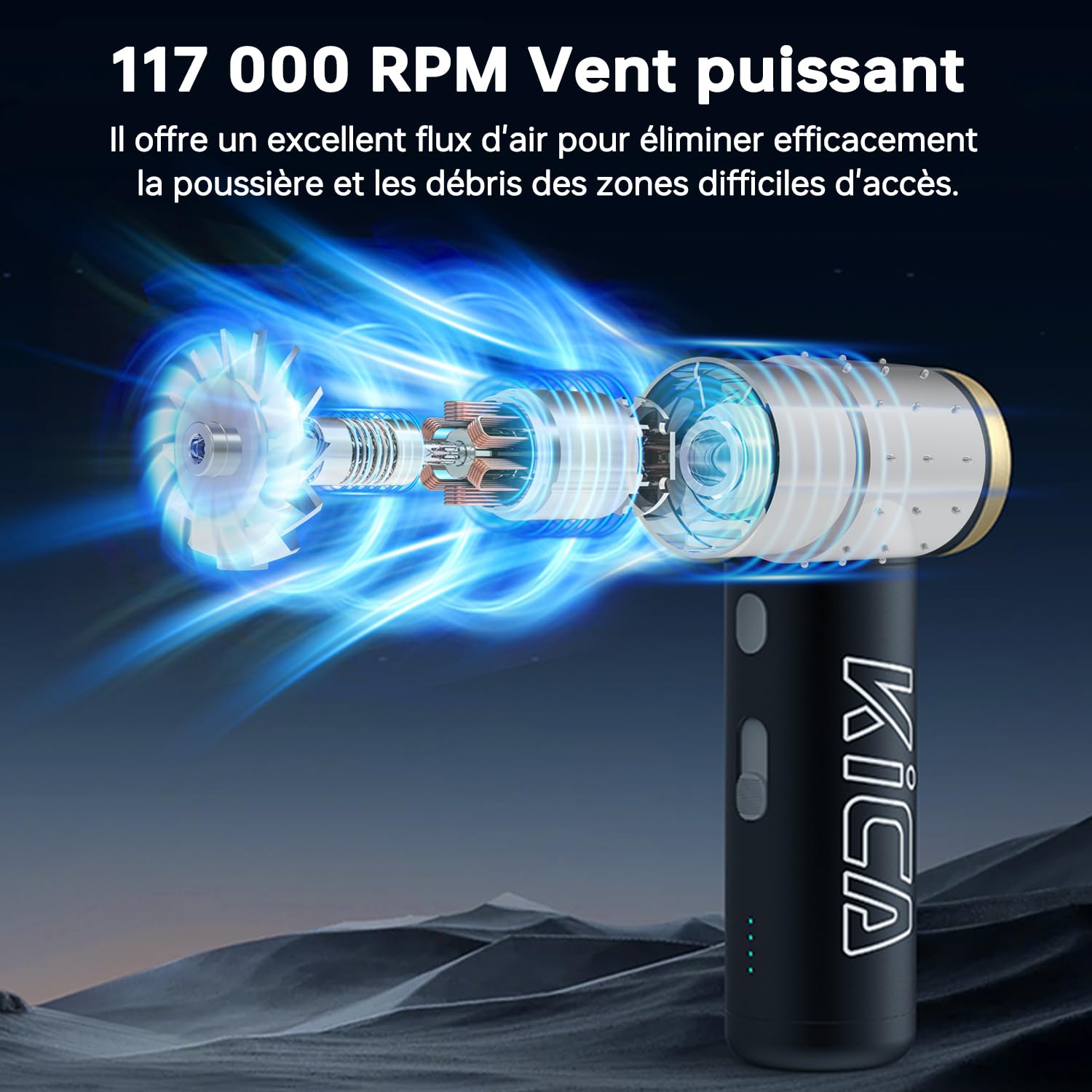 Kica JetFan 2S Souffleur Air Comprimé, 117000 TR/Min de Pulvérisation d’Air Comprimé avec Batterie 1100mAh,Vitesse libre Mini Souffleur, pour Clavier, Nettoyage de PC, Nettoyage de la Maison,Rouge