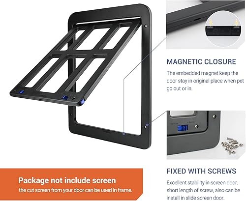 Miniatura 5 de Namsan Puerta mosquitera para puerta de gato, paso de 8.3 x 10.3 pulgadas, puerta pequeña para perro para puerta corredera, cierre automático